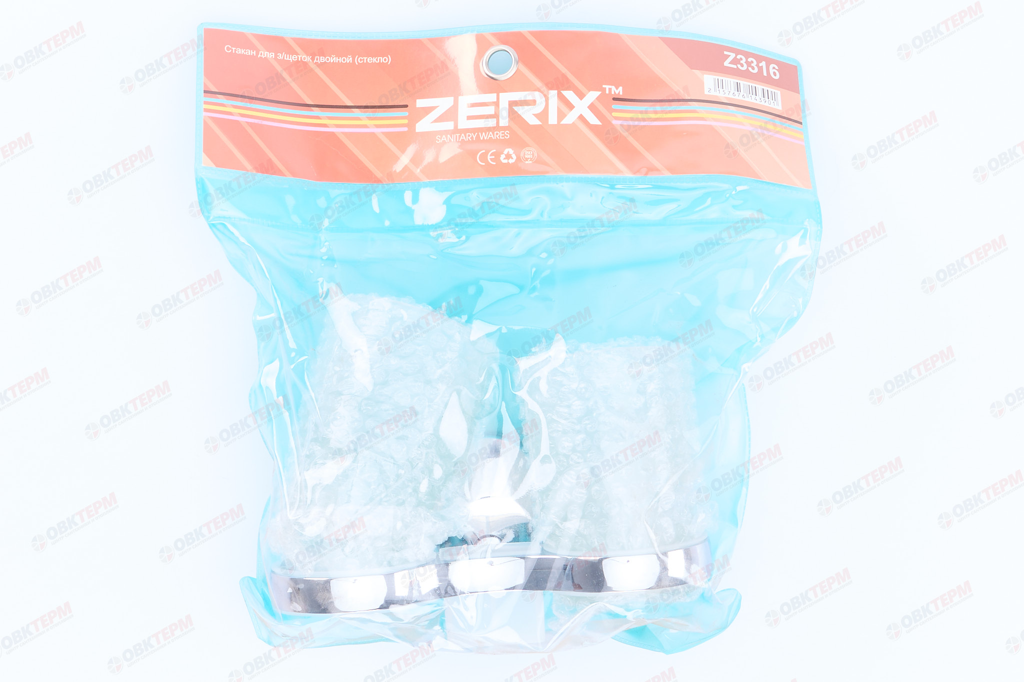 Держатель с 2-мя стаканами (стекло)  ZERIX ZX0950 / Z3316 (LR3308)    (40 шт/ящ) - Изображение №4