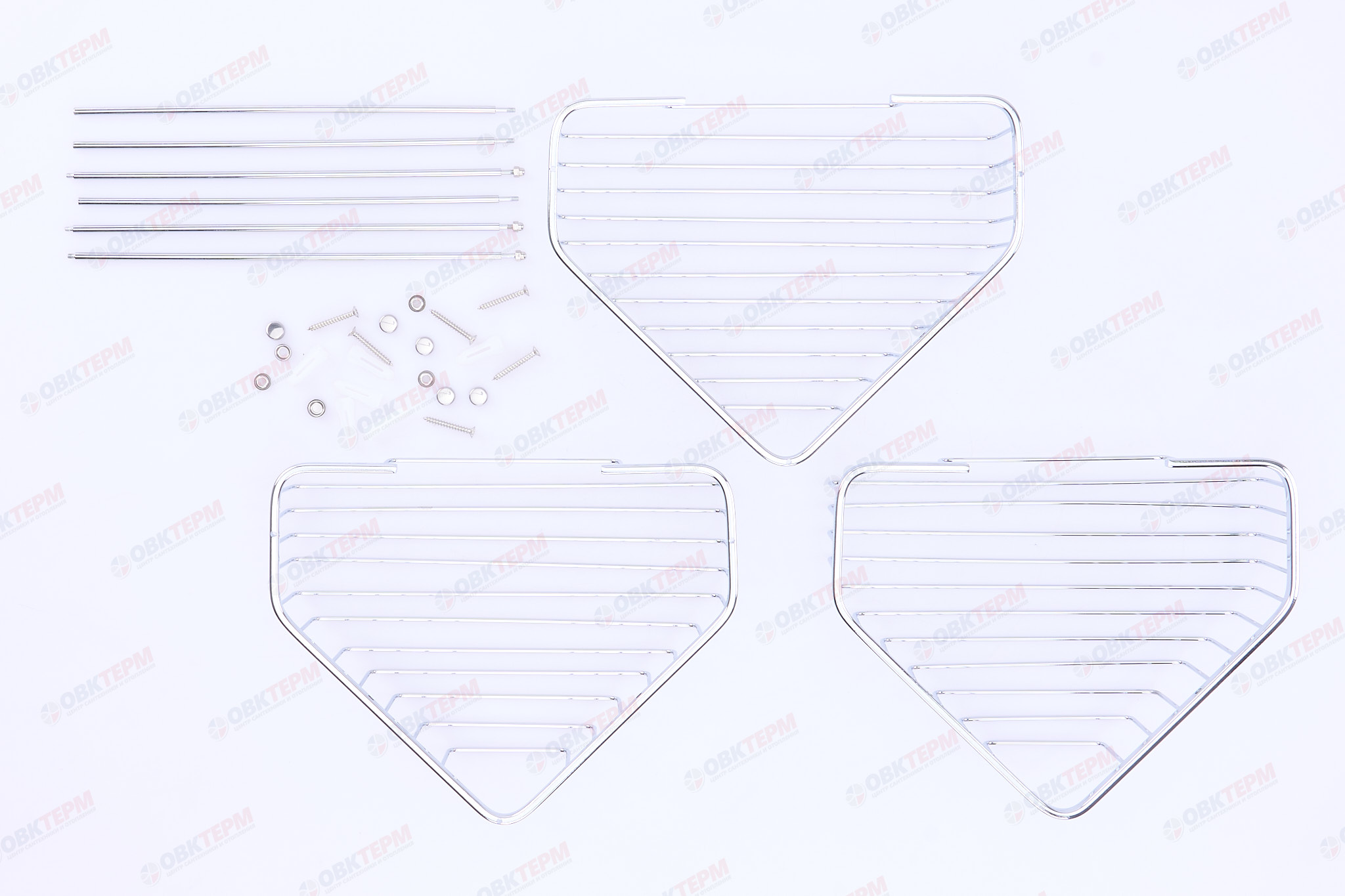 Полка угловая 3-ярусная (решетка)  250х250мм  ZERIX LR335-2 (Z775-3)   (10 шт/ящ) - Изображение №3