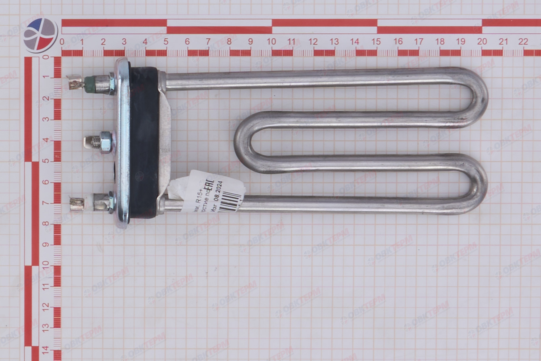 ТЭН 1700W, ИТАТЭН, L169мм, R15+, M125, K2, прямой, отверстие под датчик, 230V - миниатюра №6