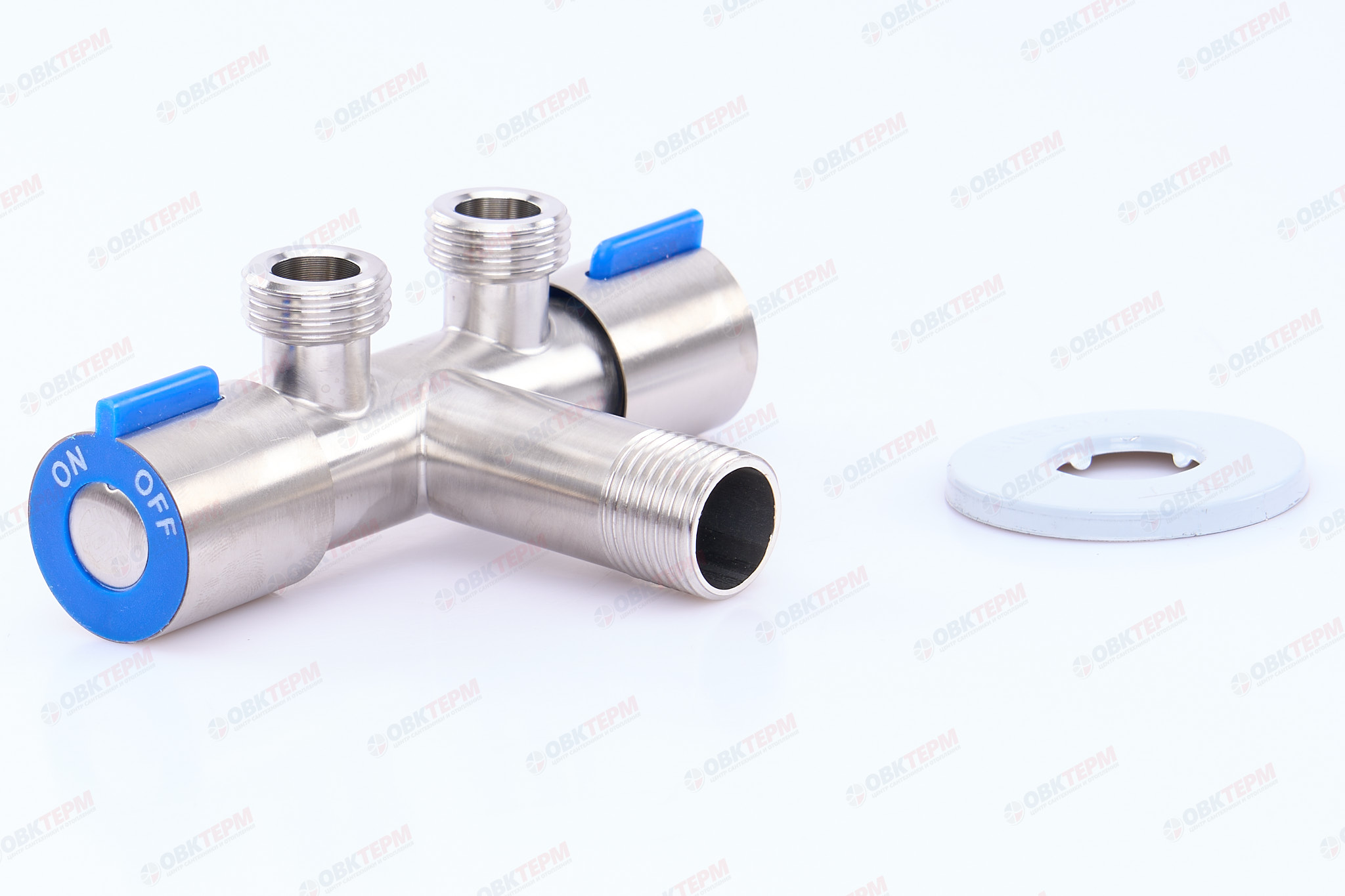 Кран для подкл. с/т приборов       TIM     1/2" - 1/2" - 1/2",   2 выхода в одну сторону    (30/1) - Изображение №2