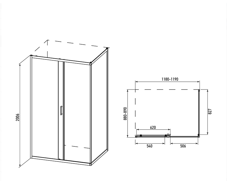 Душевое ограждение ALEX BAITLER   AB14120B4 (1200* 900* 2000) - Изображение №2