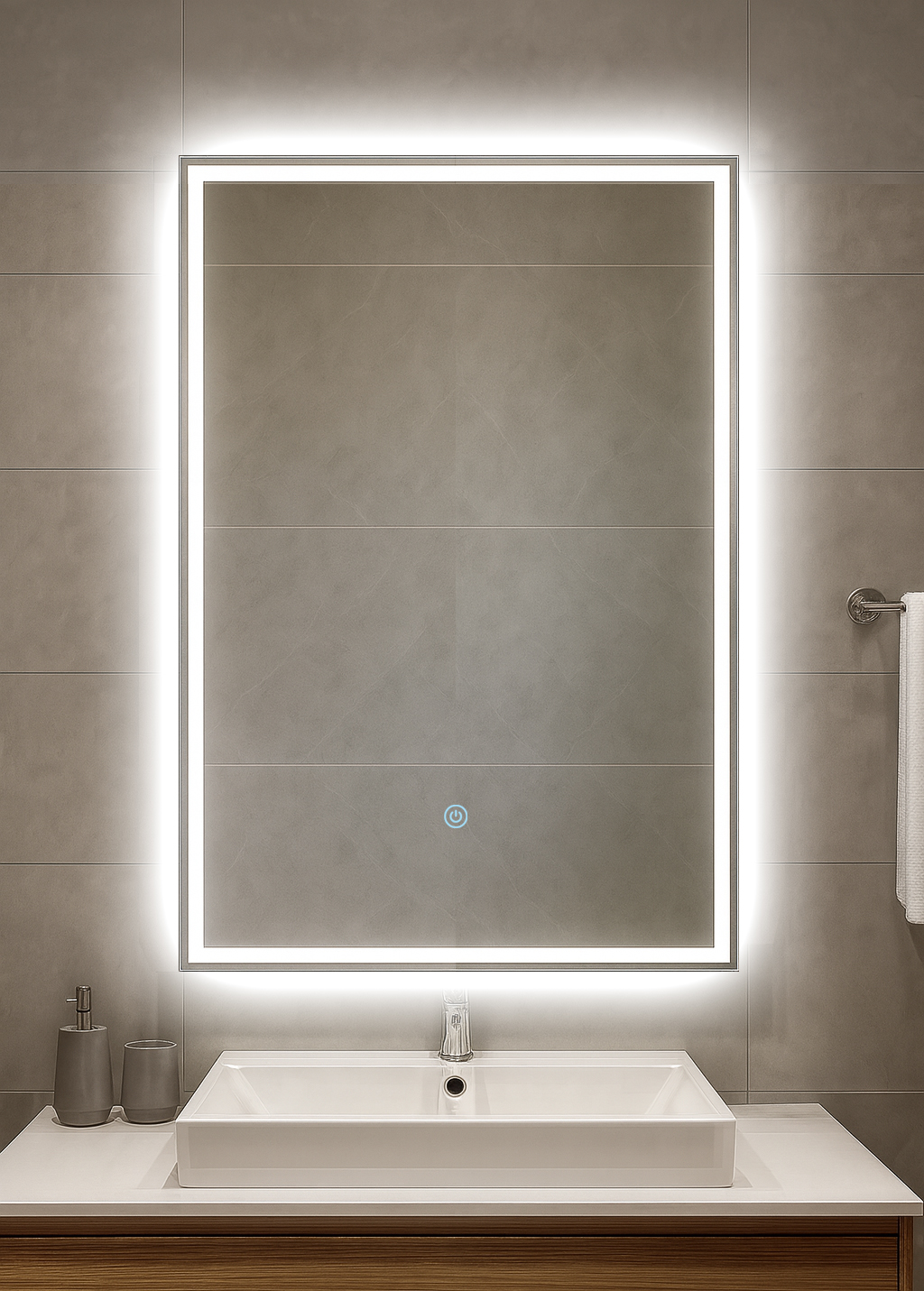 Зеркало  550х800 Solo Eco с LED подсветкой и сенсорным выкл.Кайман Glassiko - Изображение №1