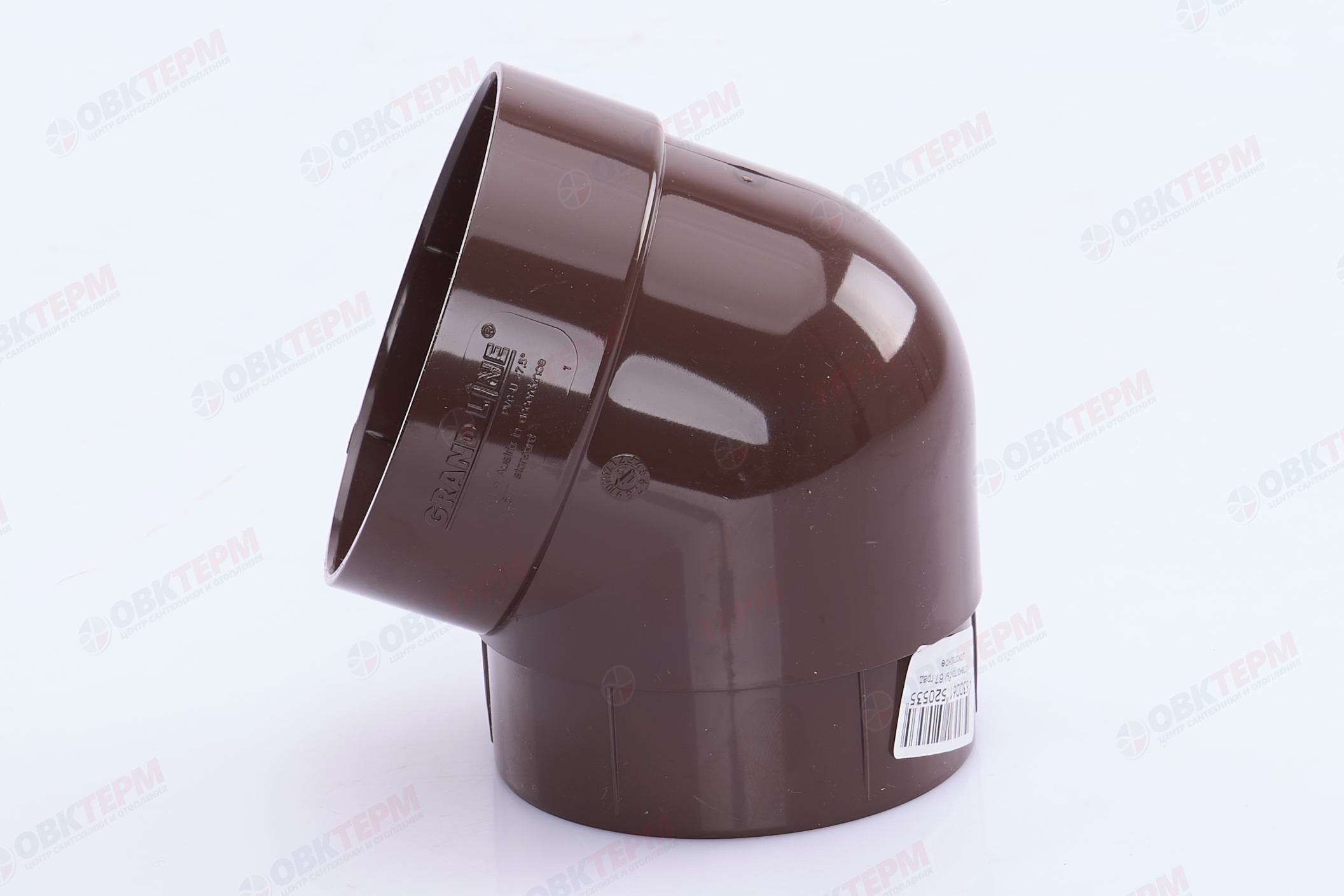 Колено трубы 67 град. ПВХ Grand Line шоколадное (RAL 8017) (уп. 36шт) - Изображение №4