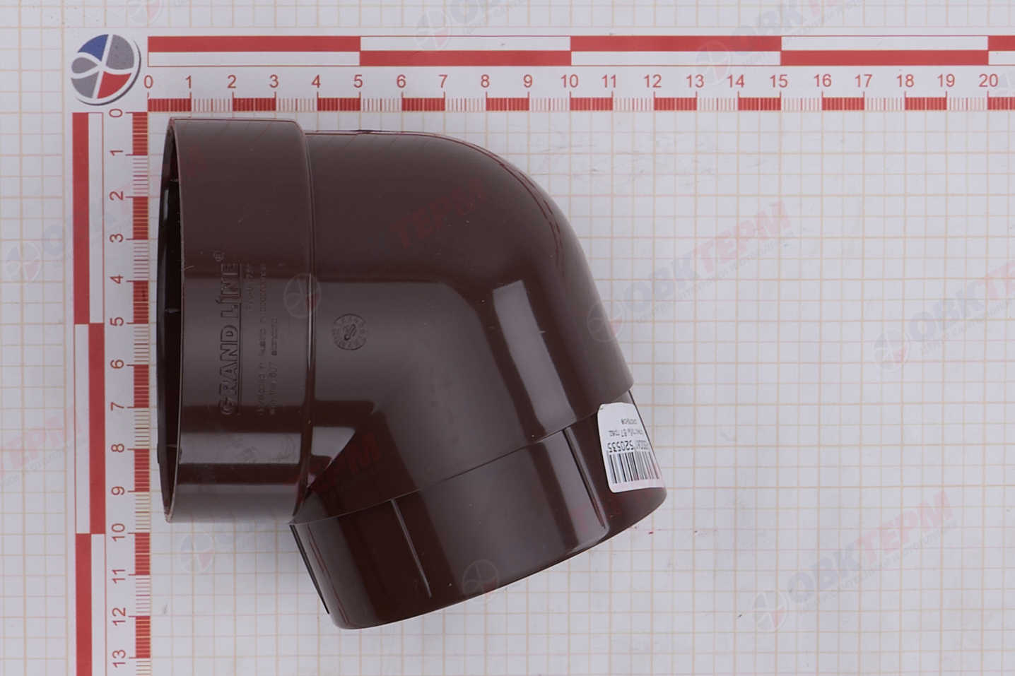 Колено трубы 67 град. ПВХ Grand Line шоколадное (RAL 8017) (уп. 36шт) - миниатюра №7