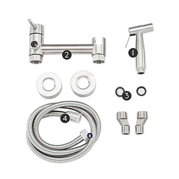 Смеситель с гигиеническим душем FRAP F7503-5 латунь /сатин - миниатюра №2