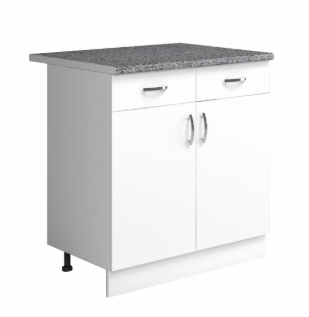 Рабочий стол 800 *  800 * 440 (2 ящика) белый/гранит ЛДСП - изображение №1