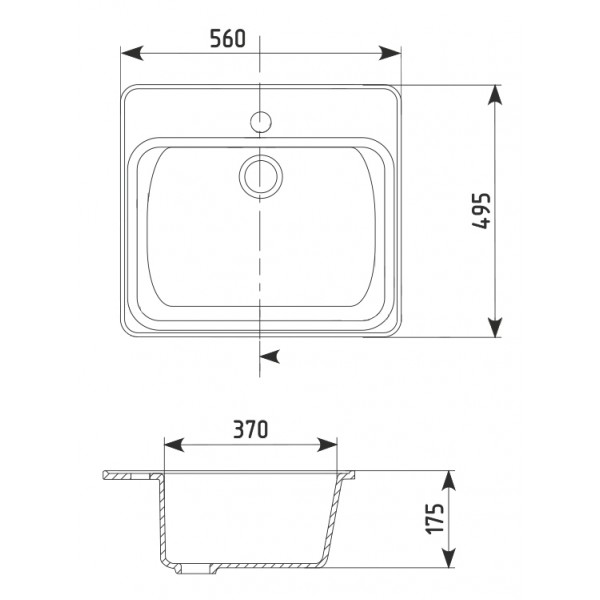 Мойка прямоугольная  560*490*195 мм GRANMILL 38 (черная + блестки) - миниатюра №2