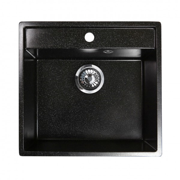 Мойка прямоугольная  560*490*195 мм GRANMILL 38 (черная + блестки) - изображение №1