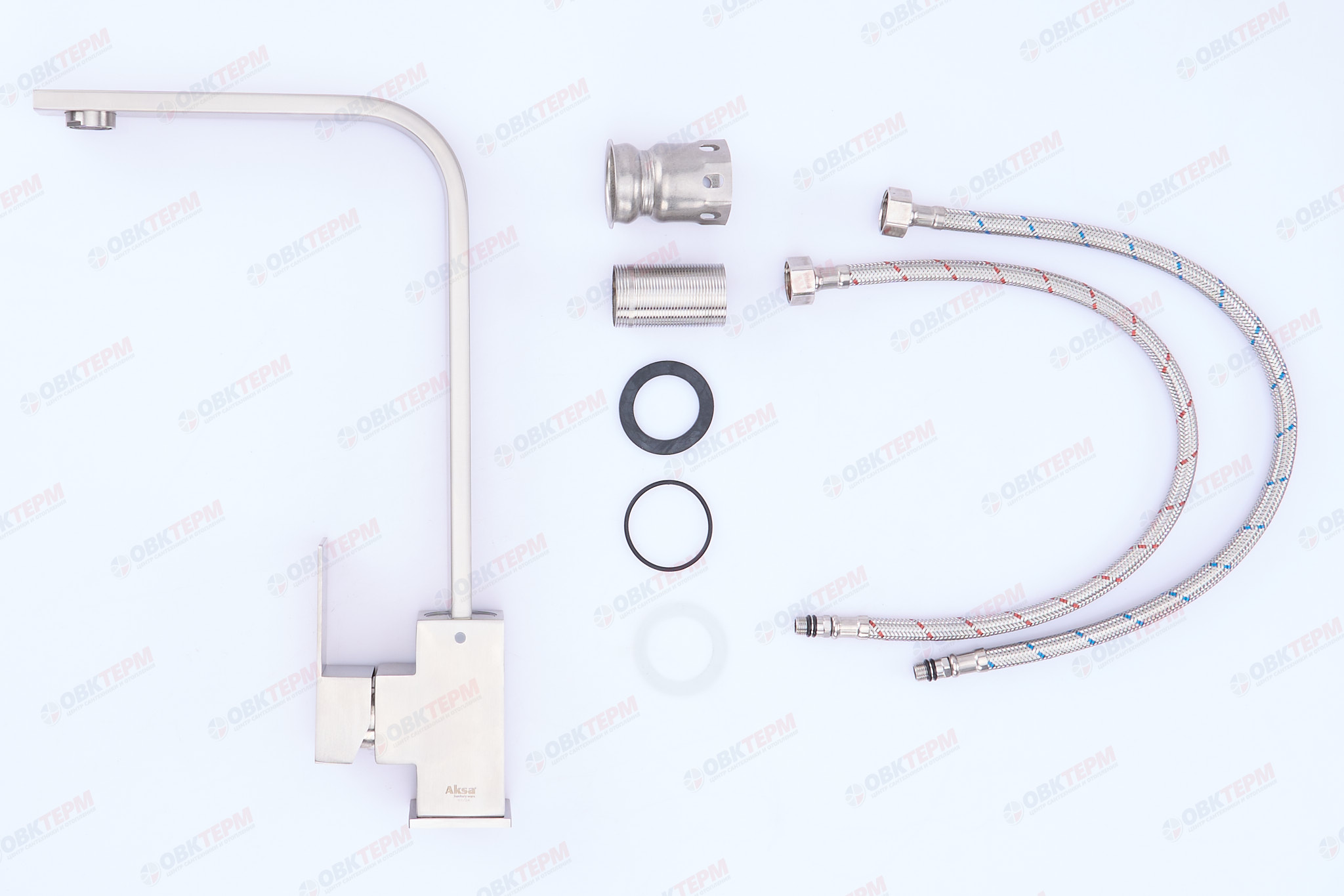 Смеситель д/кухни AKSA BAS-04-17 нерж/сталь /сатин (10 шт/ящ) - Изображение №3