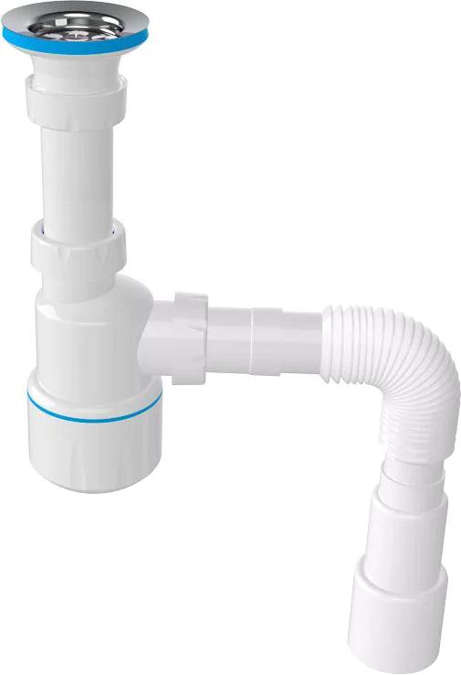NOVA Сифон для умывальника 1052 1 1/4 с выпуск 64мм, малая колба и гибкой трубой (1шт/40упак) - Изображение №1