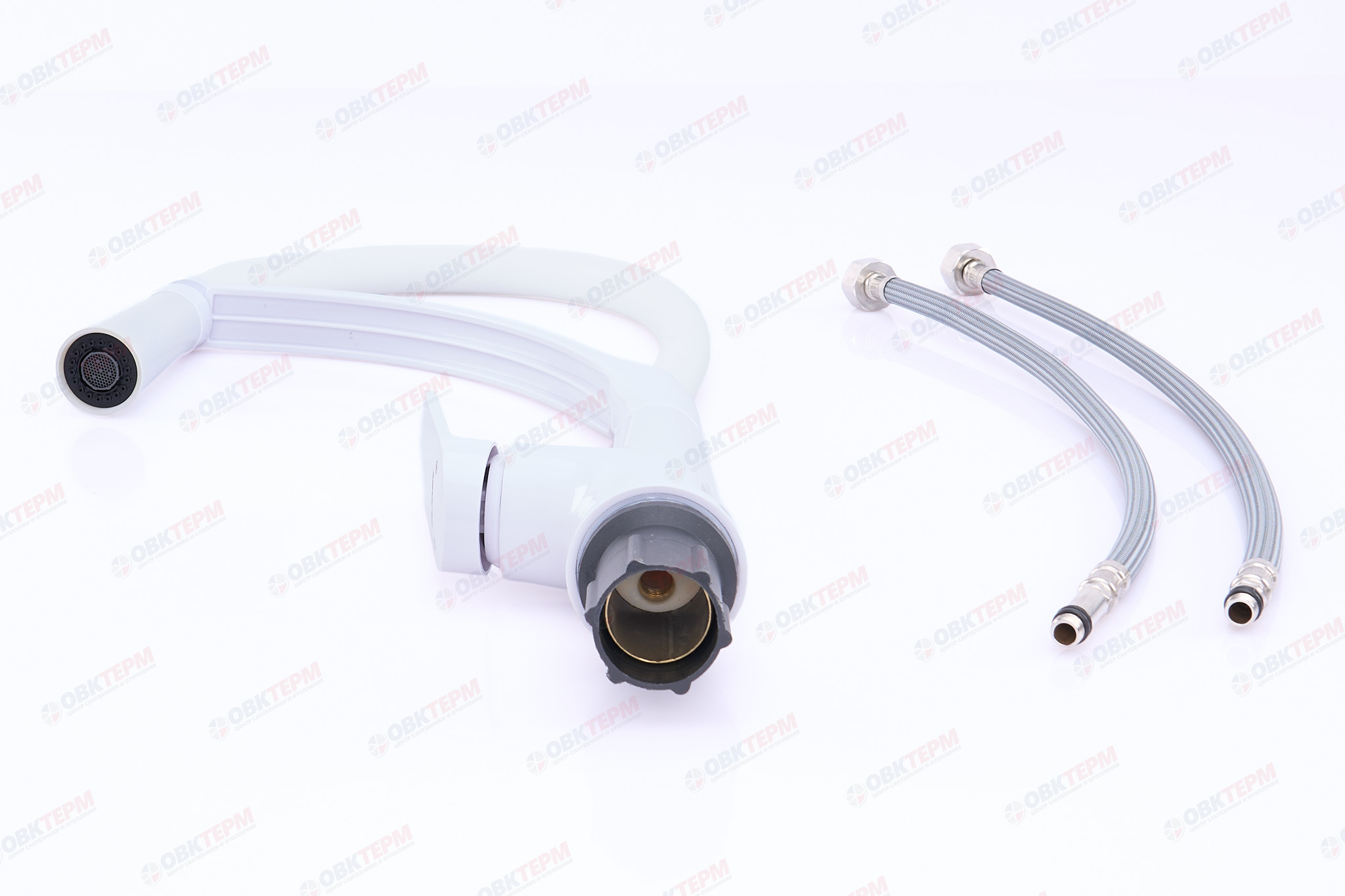 Смеситель д/кухни PLAMIX LUCAS-017 SET WHITE REFL.WHITE /гайка /35мм /с подводкой (16шт/ящ) - Изображение №4