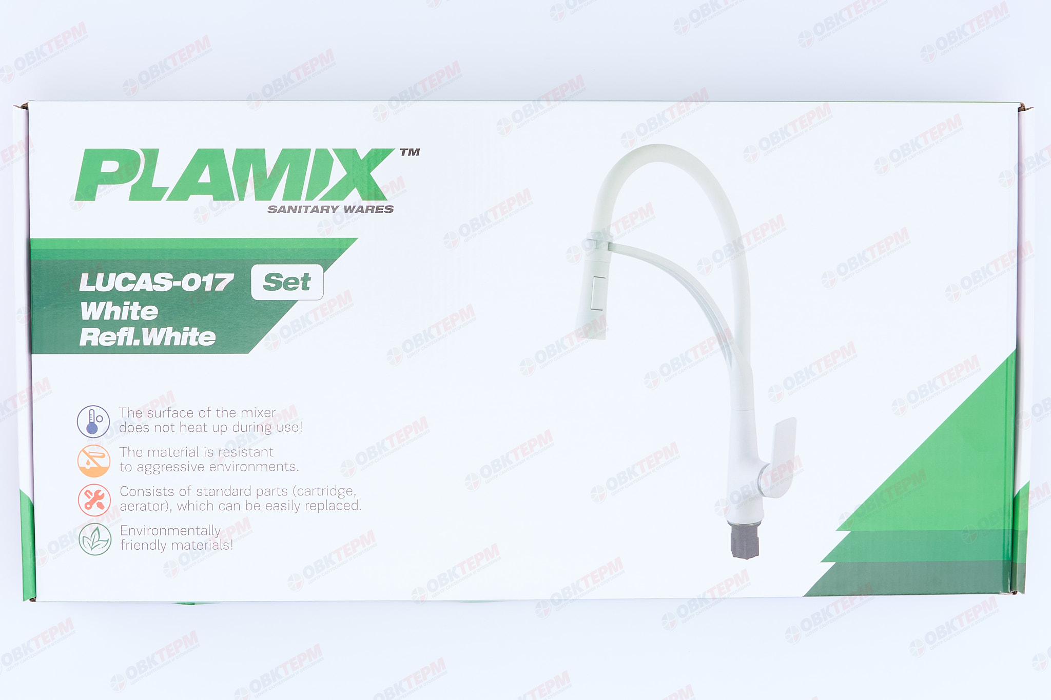 Смеситель д/кухни PLAMIX LUCAS-017 SET WHITE REFL.WHITE /гайка /35мм /с подводкой (16шт/ящ) - миниатюра №6