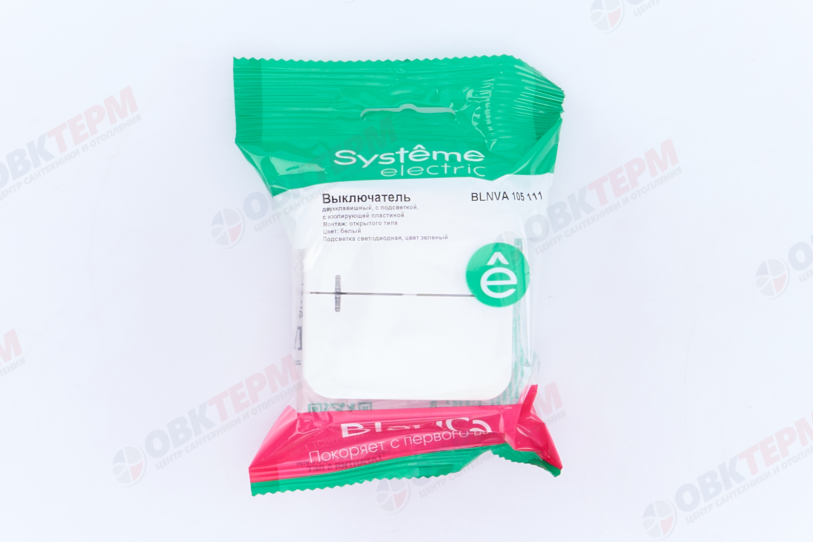 Выключатель 2-клавишный 10А IP20 250В с подсветкой с изолир. пластиной белый Blanca Systeme Electric - миниатюра №9