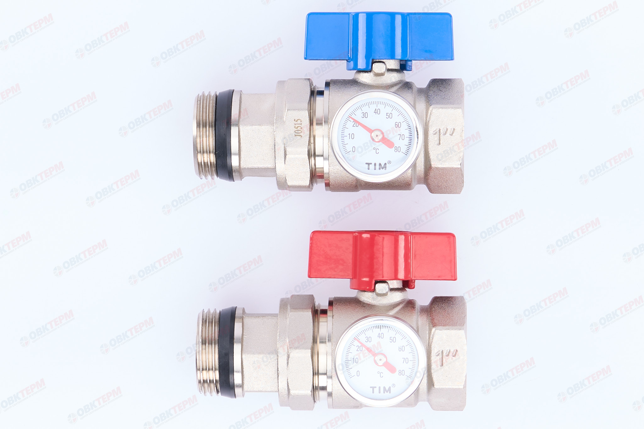 Кран шаровый с нак гайкой и термом. прямой 1" TIM (пара)   (1п/20ящ) - Изображение №1