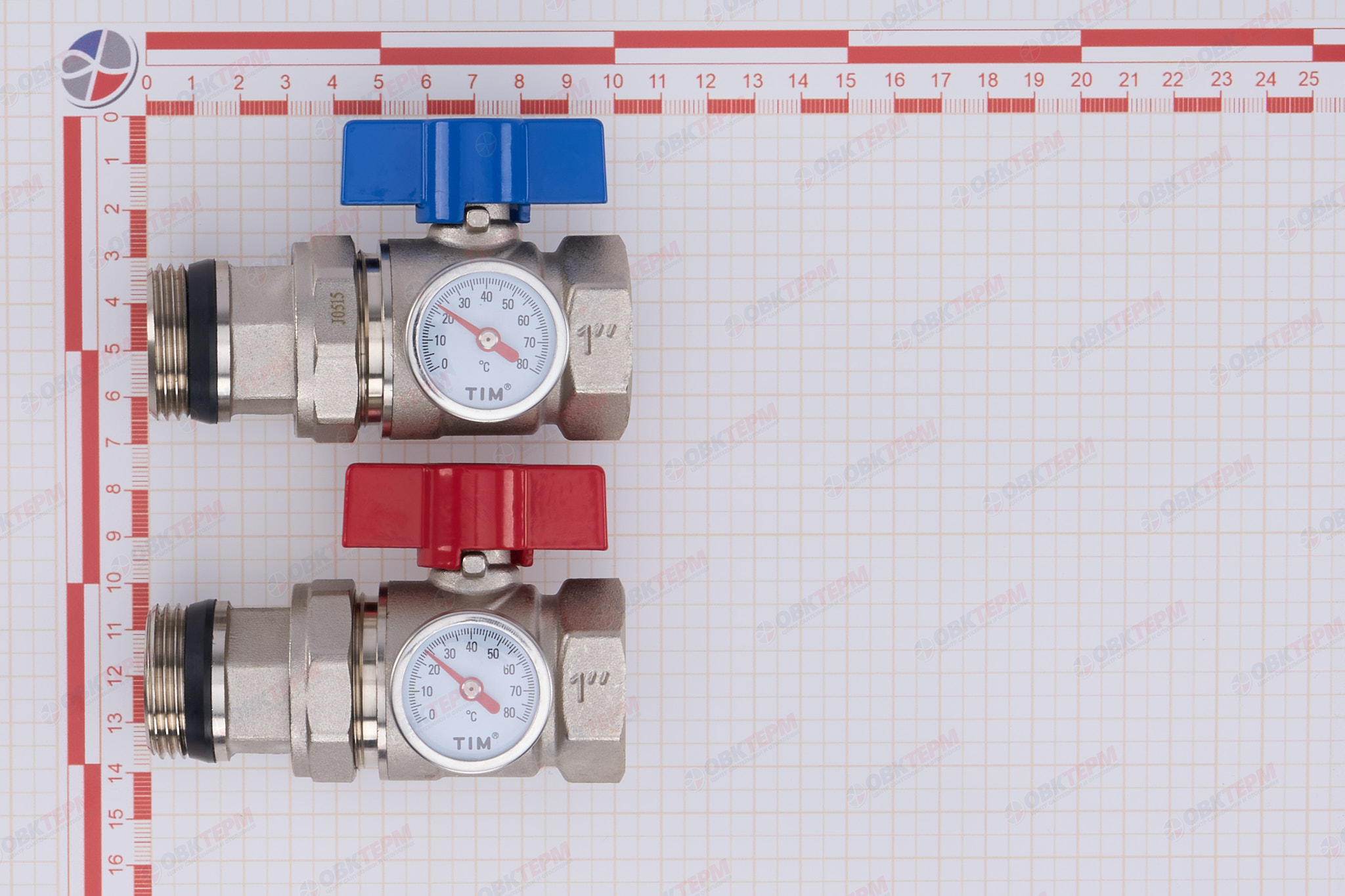 Кран шаровый с нак гайкой и термом. прямой 1" TIM (пара)   (1п/20ящ) - Изображение №5