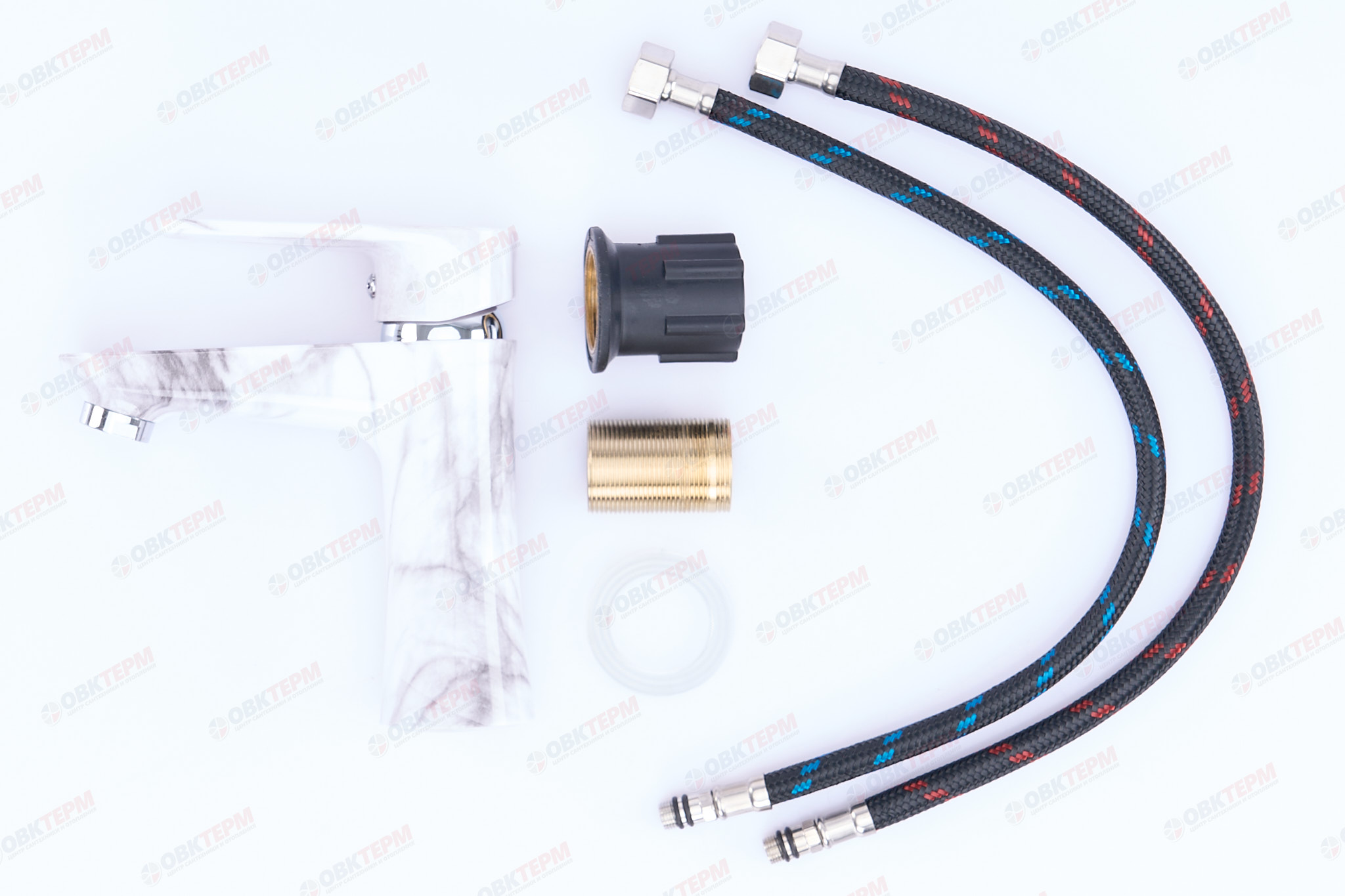 Смеситель д/умывальника BRIMIX 580 шаровый/ АБС пластик (белый мрамор) - Изображение №5