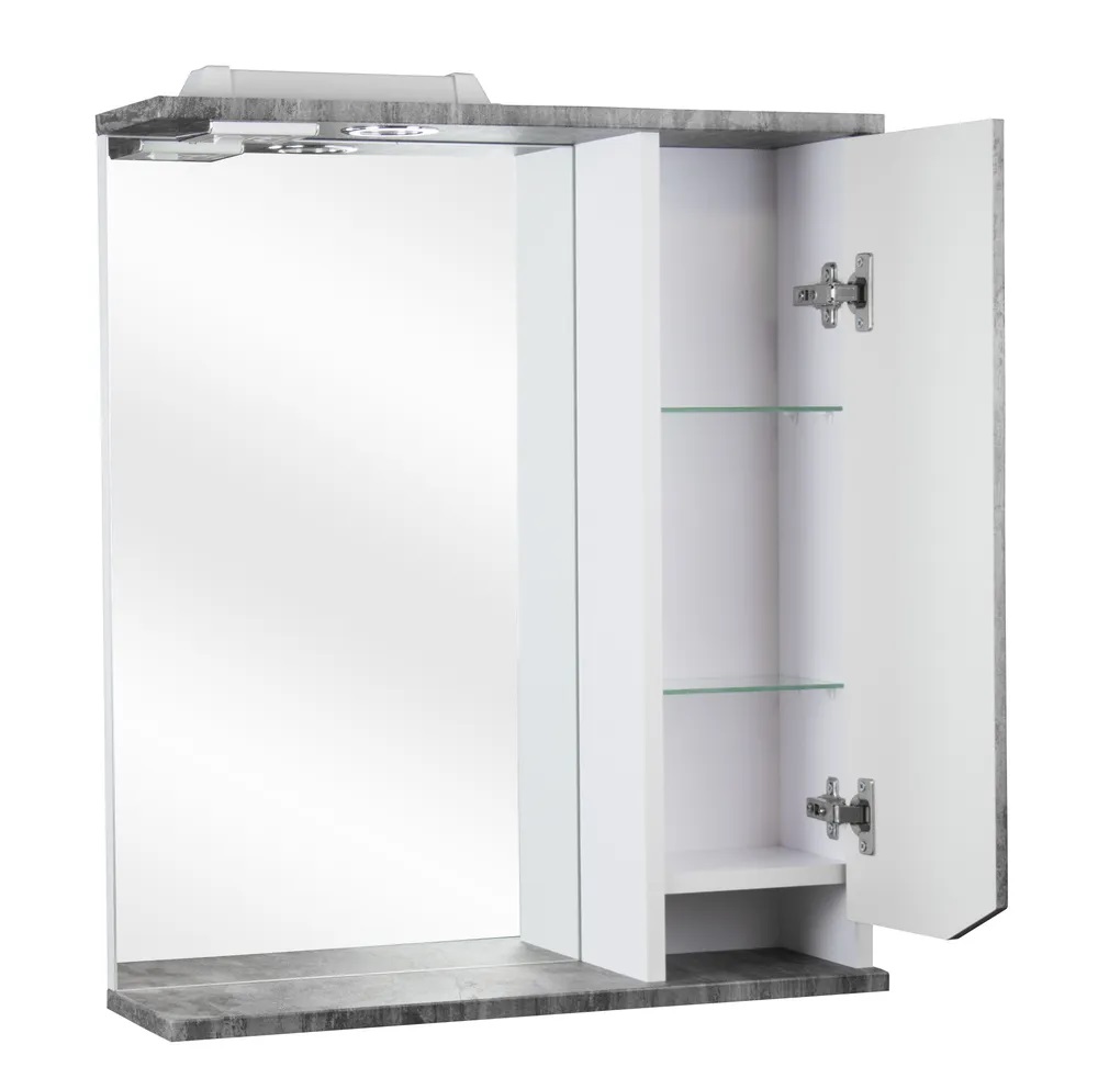 Шкаф-Зеркало Валенсия 608/с - грей  Flamenco - миниатюра №2