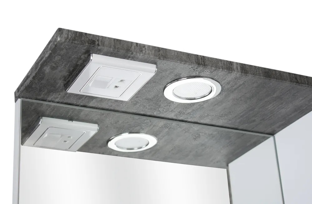 Шкаф-Зеркало Валенсия 608/с - грей  Flamenco - миниатюра №3