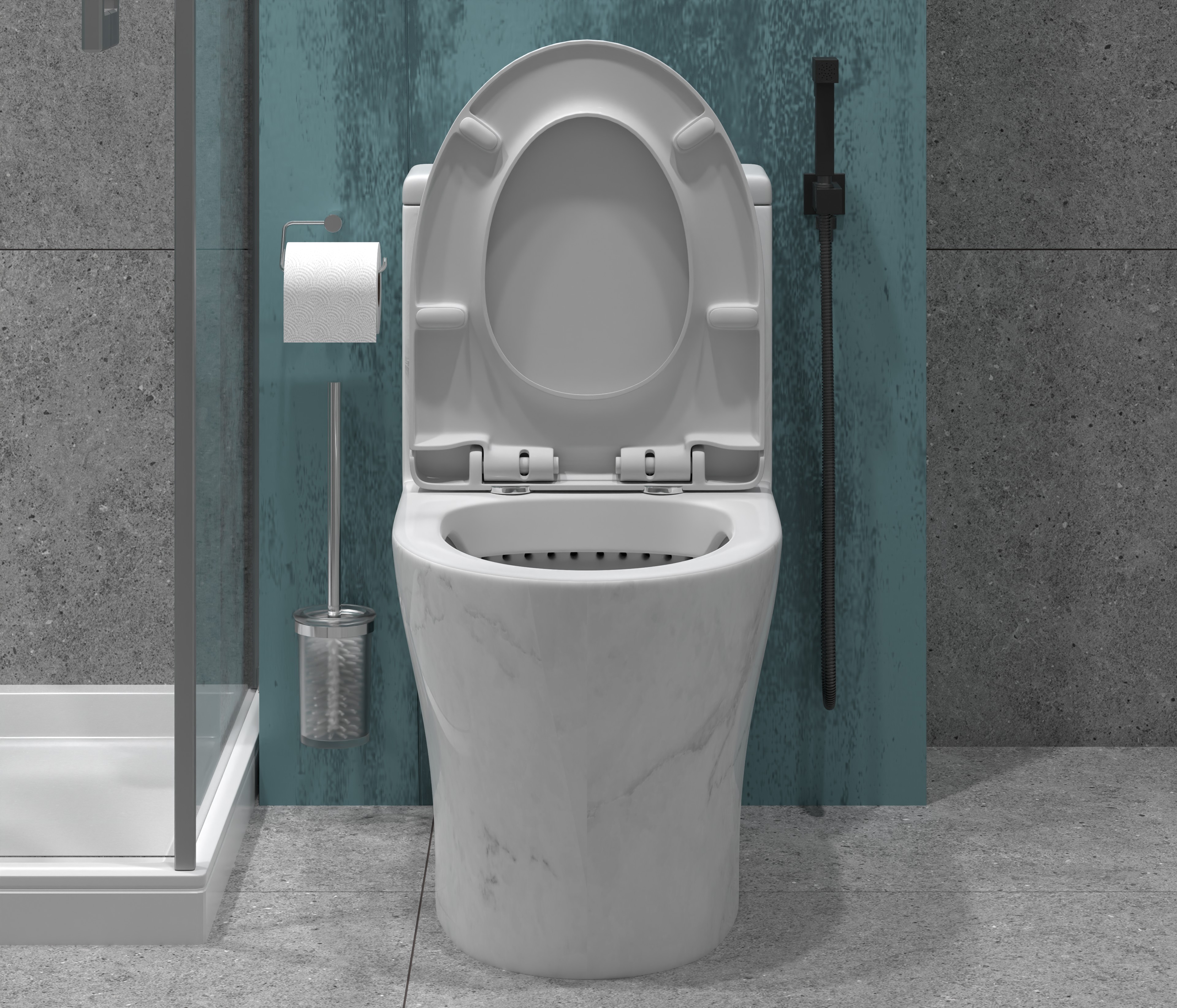Унитаз-моноблок EVA GOLD SM9609 МРАМОР (безобод, универ. выпуск, дюропласт, SC, Slim) - Изображение №4