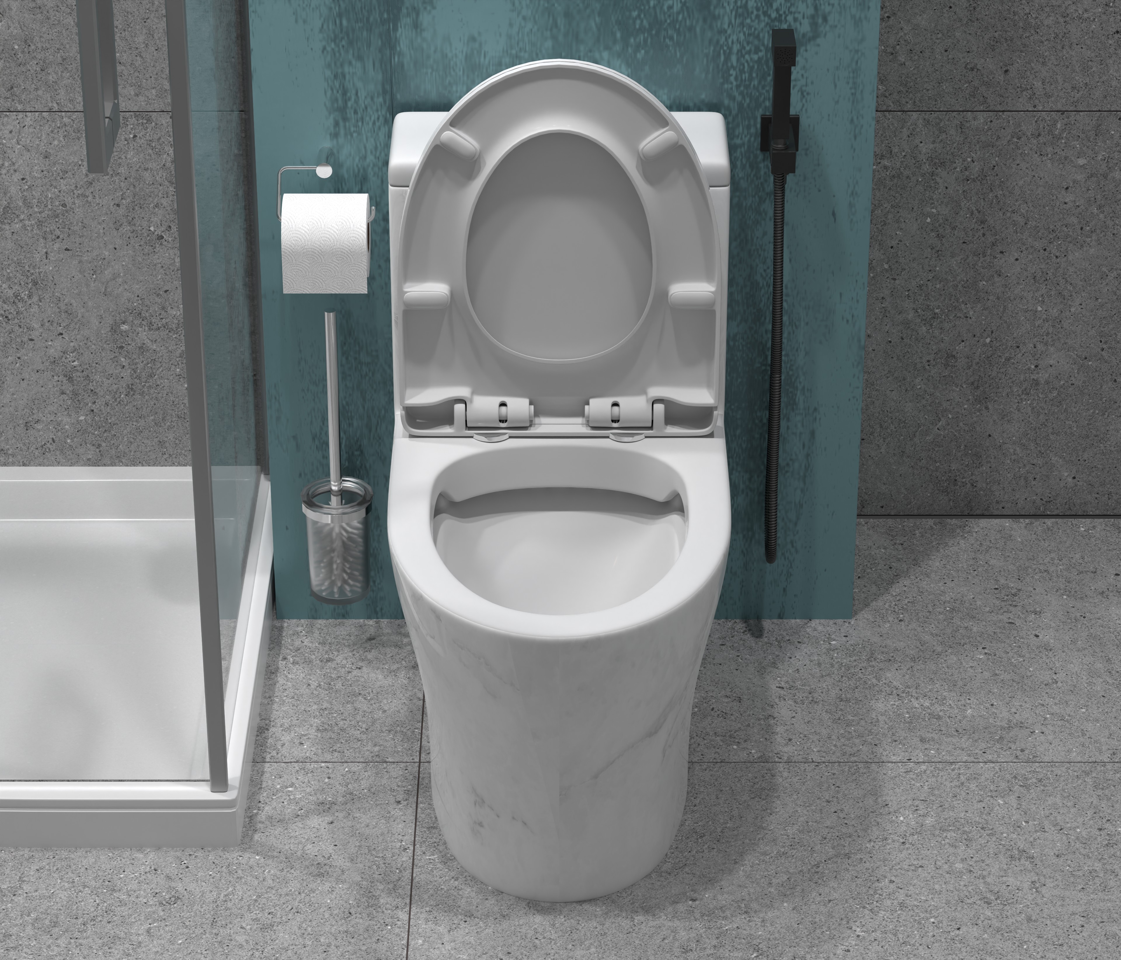 Унитаз-моноблок EVA GOLD SM9609 МРАМОР (безобод, универ. выпуск, дюропласт, SC, Slim) - Изображение №5