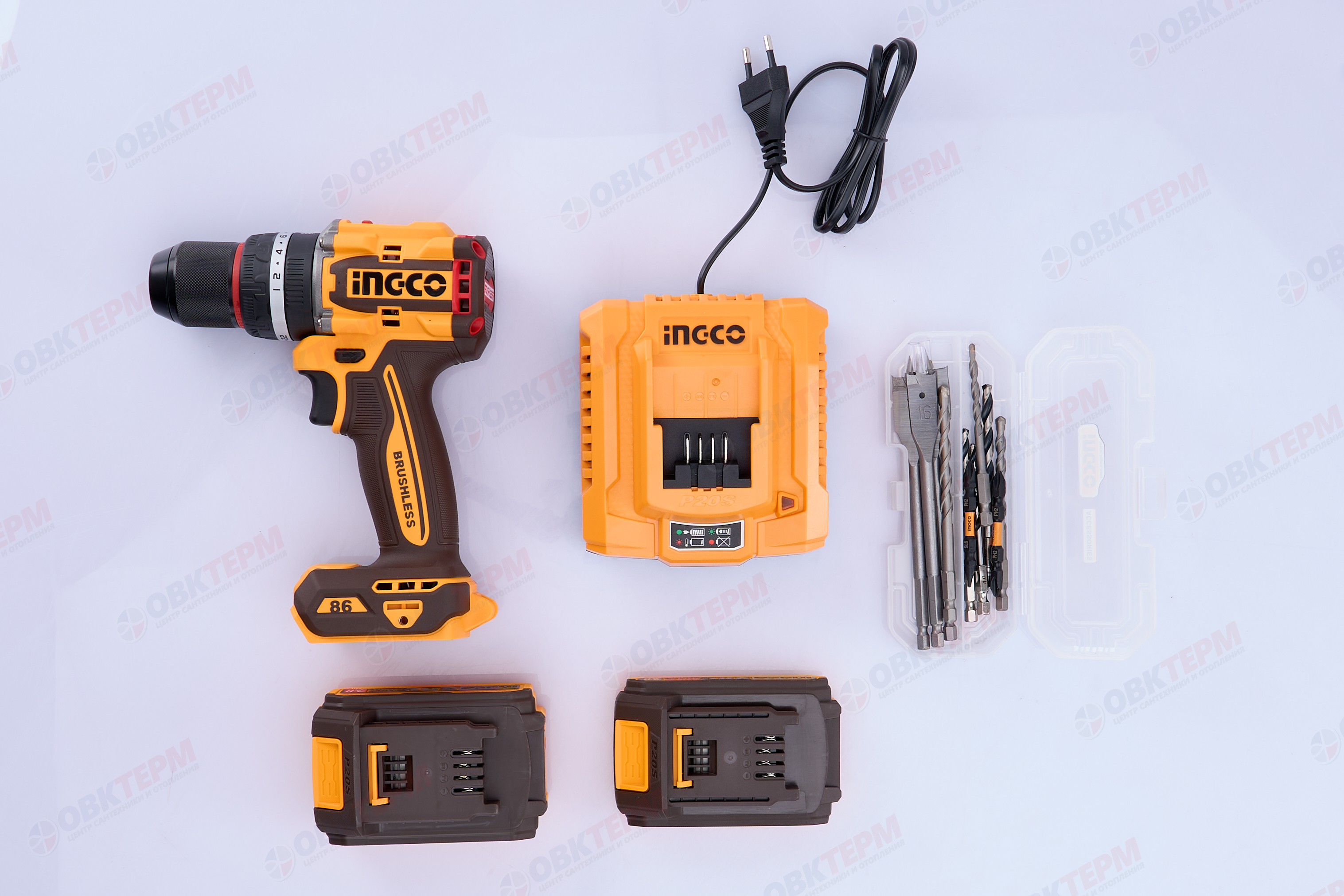Шуруповерт аккум. УДАРНЫЙ INGCO INDUSTRIAL Б/Щ 20V MAX (86Нм 2 АКБ * 2/4 Ач, ЗУ) - миниатюра №7