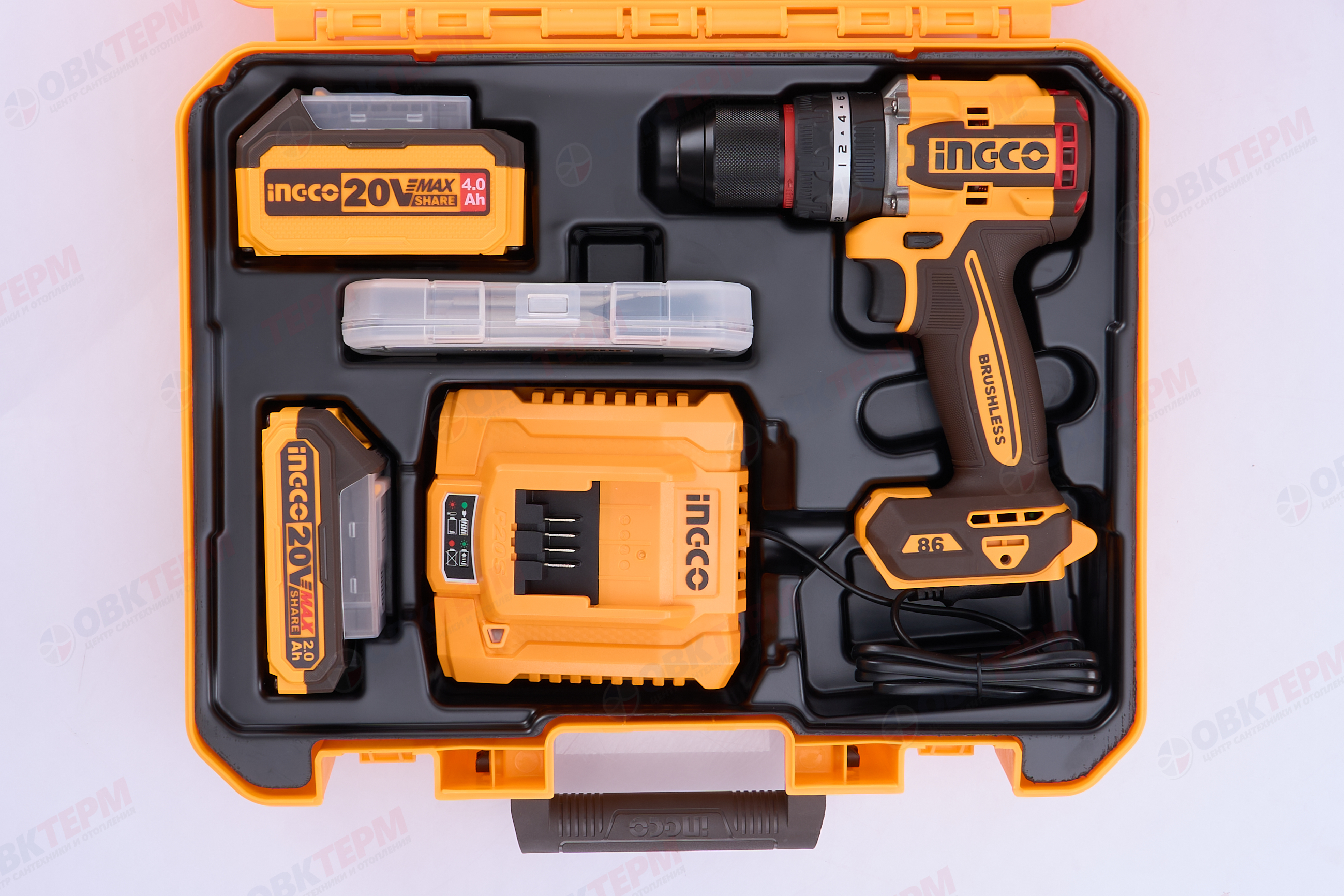 Шуруповерт аккум. УДАРНЫЙ INGCO INDUSTRIAL Б/Щ 20V MAX (86Нм 2 АКБ * 2/4 Ач, ЗУ) - миниатюра №8