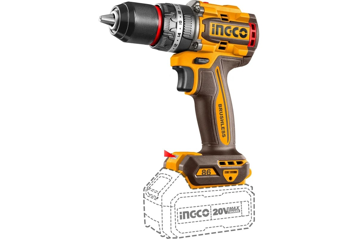 Шуруповерт аккум. УДАРНЫЙ INGCO INDUSTRIAL Б/Щ 20V MAX (86Нм 2 АКБ * 2/4 Ач, ЗУ) - Изображение №2