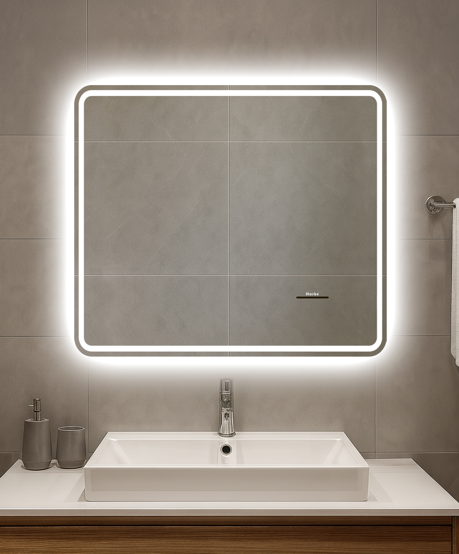 Зеркало  800х700 Horke c изменяемой подсветкой(3000К-6000К), подогревом и сенсором- Кайман Glassiko - Изображение №1