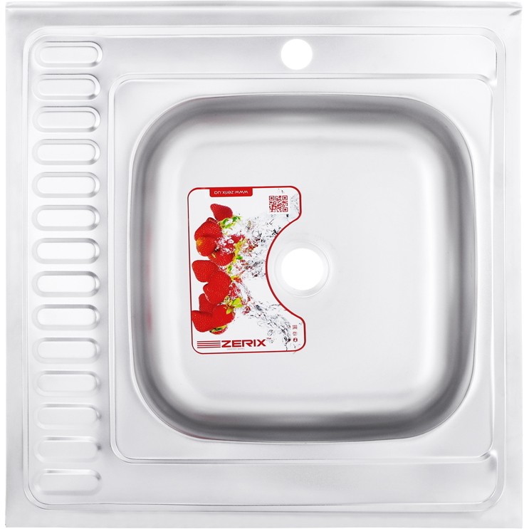 ZERIX мойка Z6060R-04-160E (SATIN) НАКЛАДНАЯ / без сифона (10шт/ящ) - изображение №1