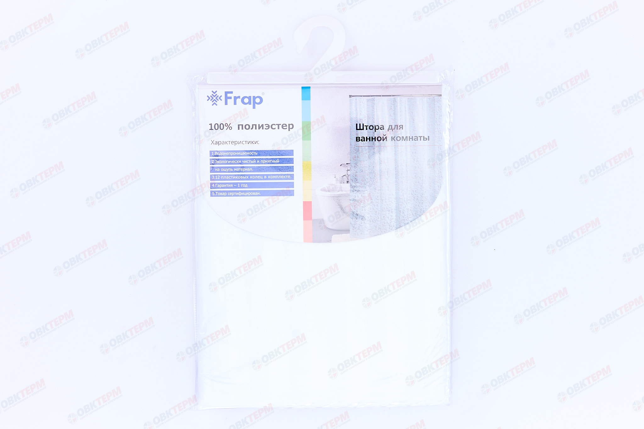 Шторка  F8601   (белый/текстиль/полиэстер)      180х180     FRAP - Изображение №2