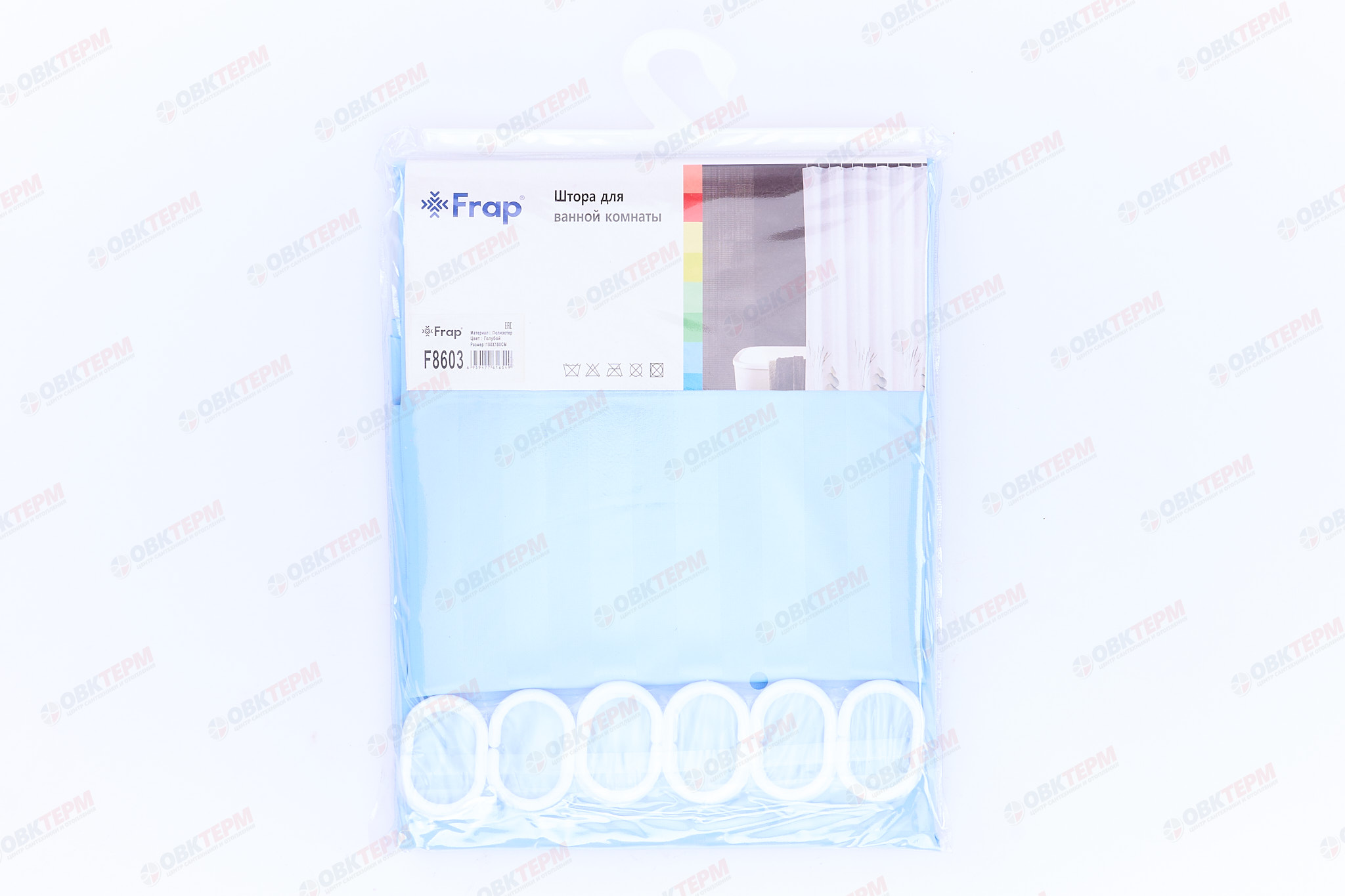 Шторка  F8603   (голубой/текстиль/полиэстер)   180х180     FRAP - Изображение №2