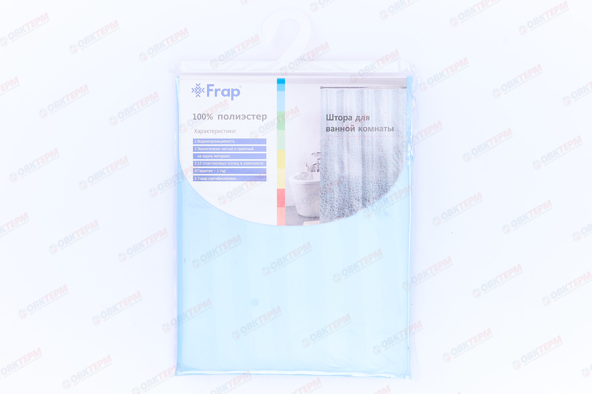 Шторка  F8603   (голубой/текстиль/полиэстер)   180х180     FRAP - Изображение №3