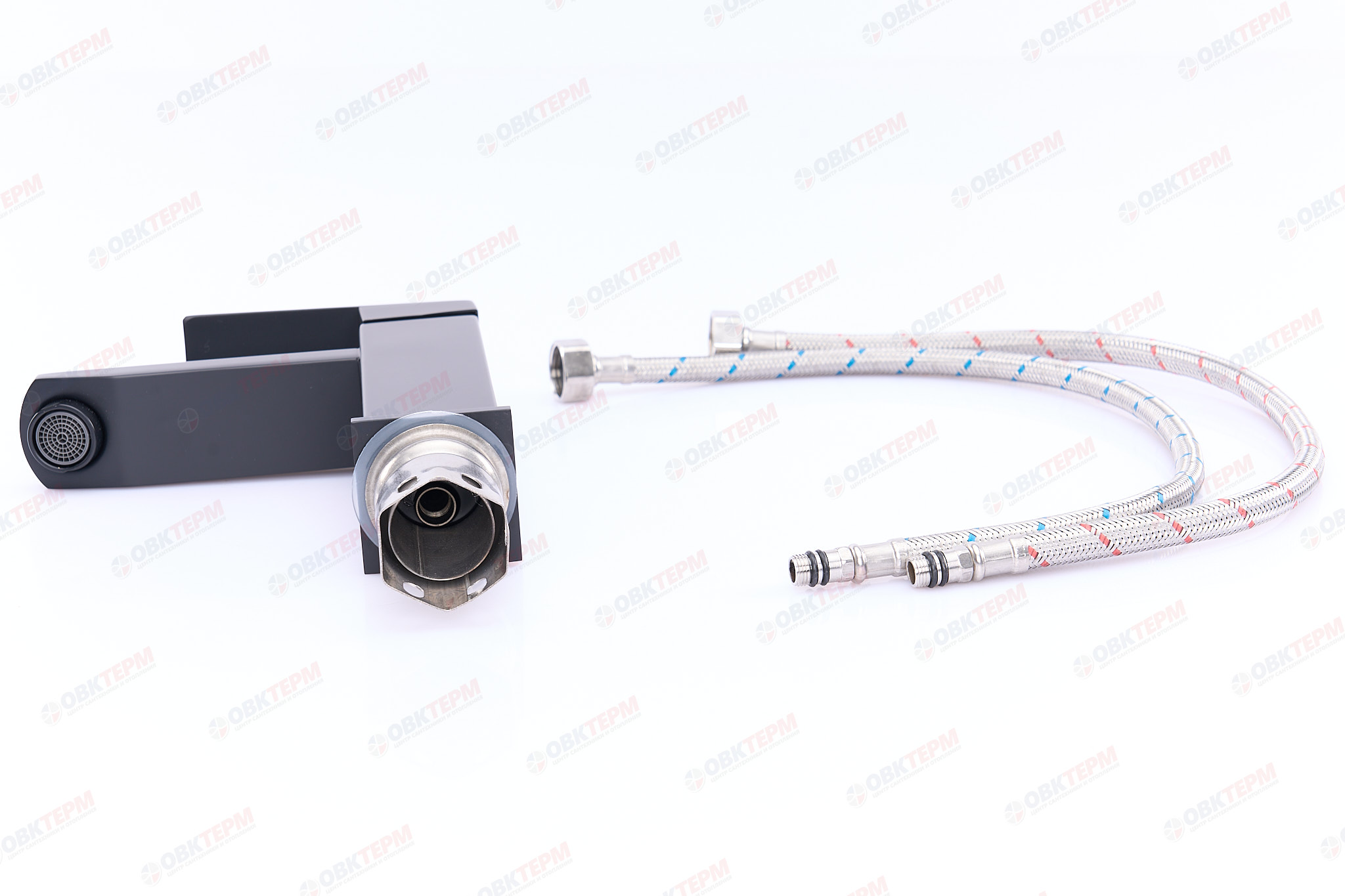Смеситель д/умывальника нерж/сталь ZERIX KUB-001 BLACK (катридж 35мм, на ГАЙКЕ)  10 шт/ящ - Изображение №5