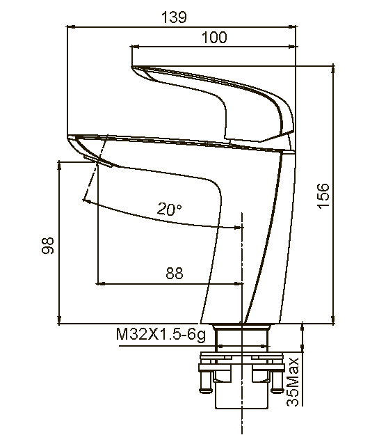 Смеситель д/умывальника KOER KB-10008-01 (Цвет хром) (8шт/ящ) - Изображение №2