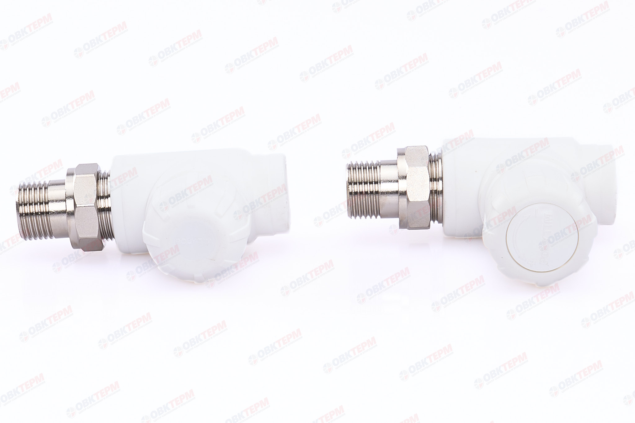 Комплект  прямой (ручной клапан, клапан запорный)  20х1/2" НР  (белый) (24/1) (TIM) - Изображение №5