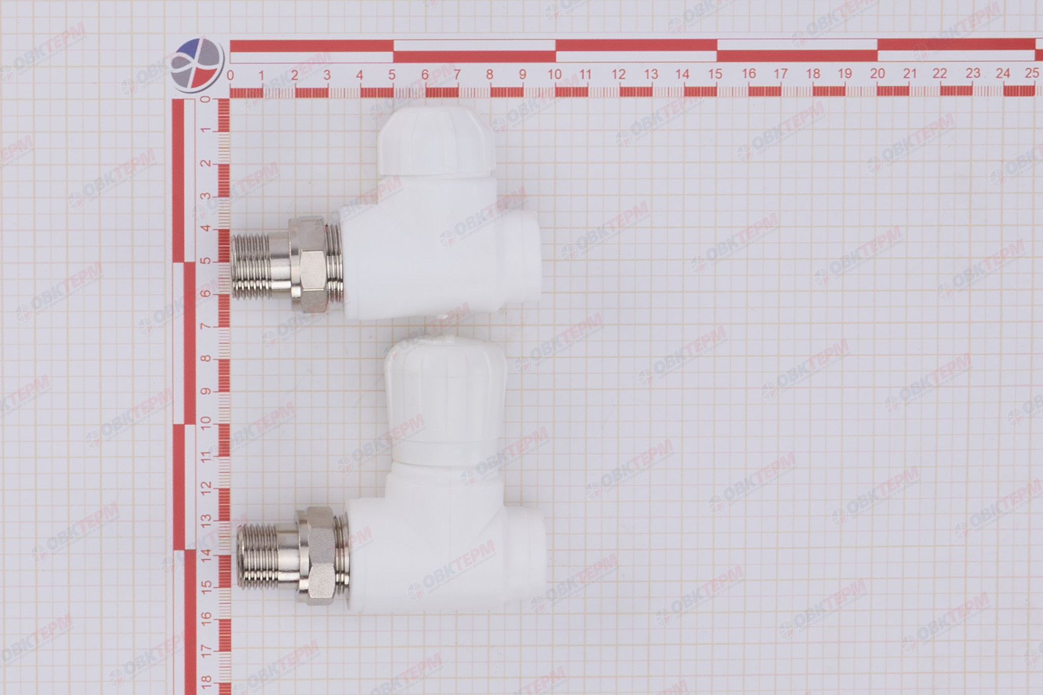 Комплект  прямой (ручной клапан, клапан запорный)  20х1/2" НР  (белый) (24/1) (TIM) - миниатюра №7