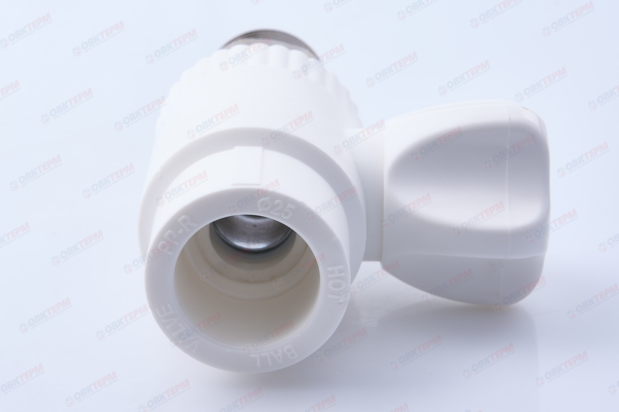 Кран шаровый  радиаторный прямой 25х3/4" НР (стальной  шар) (белый) (45/1) (TIM) - миниатюра №13