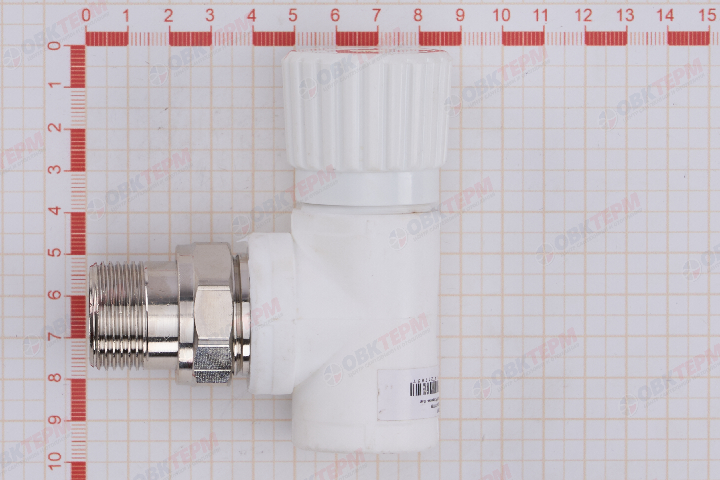 Вентиль для радиатора   25х3/4"  угловой  БЕЛЫЙ PP-R   (RTP)   (40/10) - миниатюра №7
