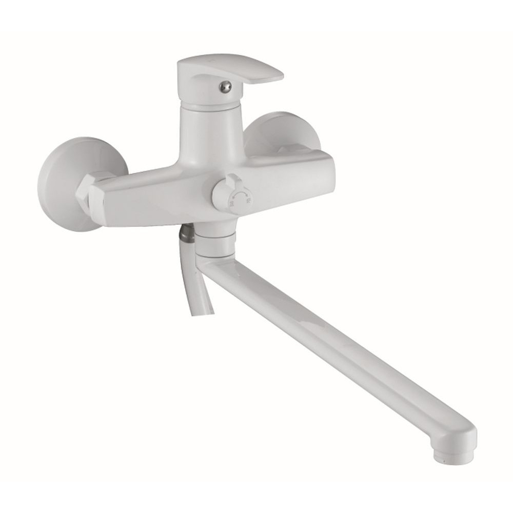 Смеситель д/ванны PLAMIX OSCAR-006 EURO SET WHITE (со шлангом, лейкой и кронштейном) (24шт/ящ) - Изображение №1