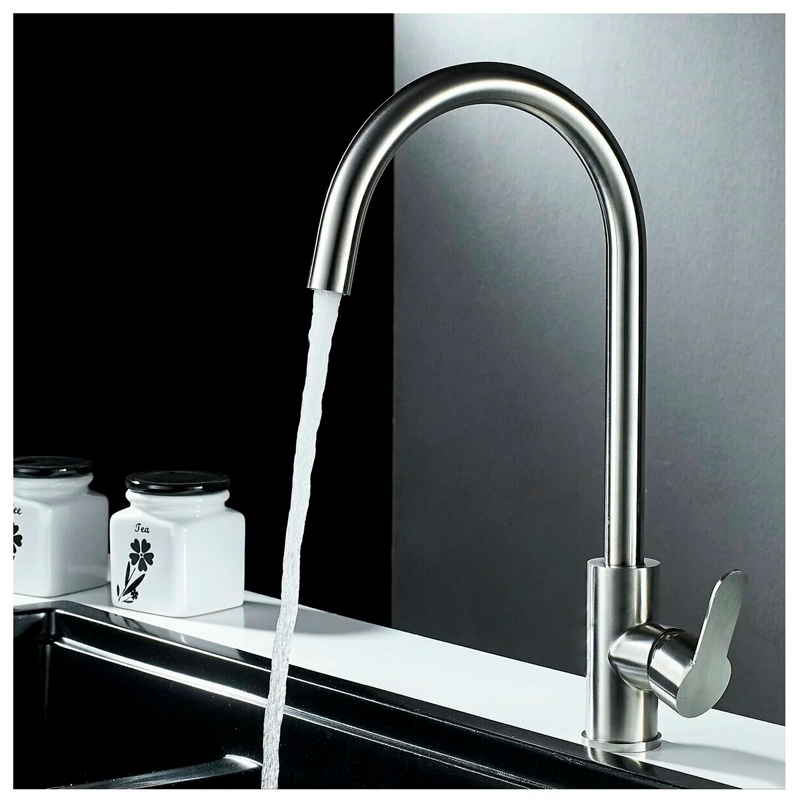 Смеситель д/кухни нерж/сталь ZERIX DAX-011 10 шт/ящ - миниатюра №2