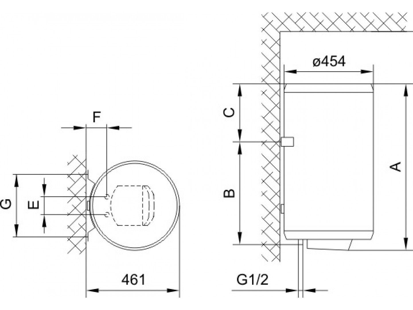 Бойлер   Gorenje  GBF  50  B6  (2 сухих тэна по 0.7 кВт, в60.8, ш45.4, г46.1) - Изображение №5