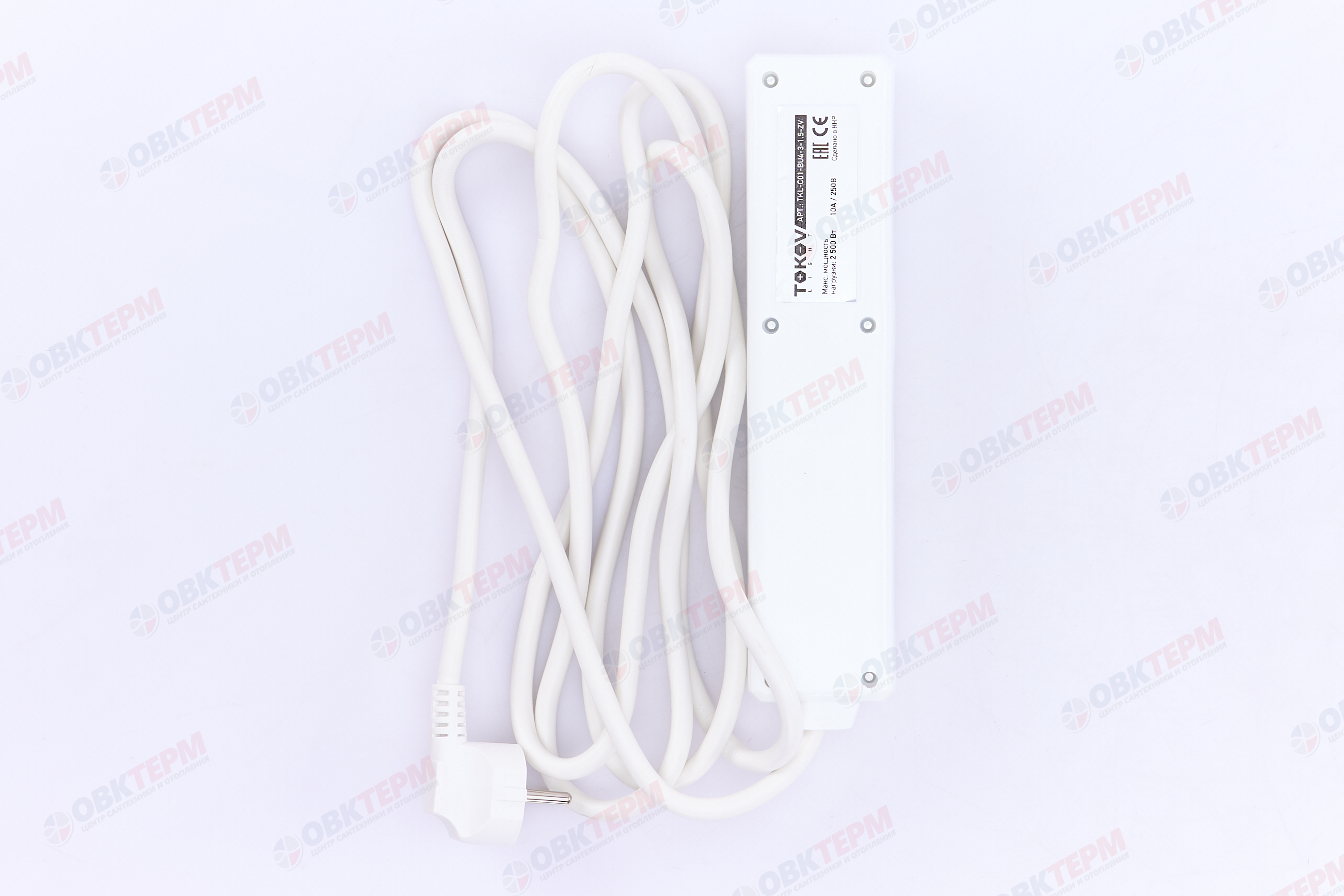 Удлинитель четырёхместный 3м с/з с выкл., 3х1.5 10А, белый, TOKOV LIGHT - миниатюра №4