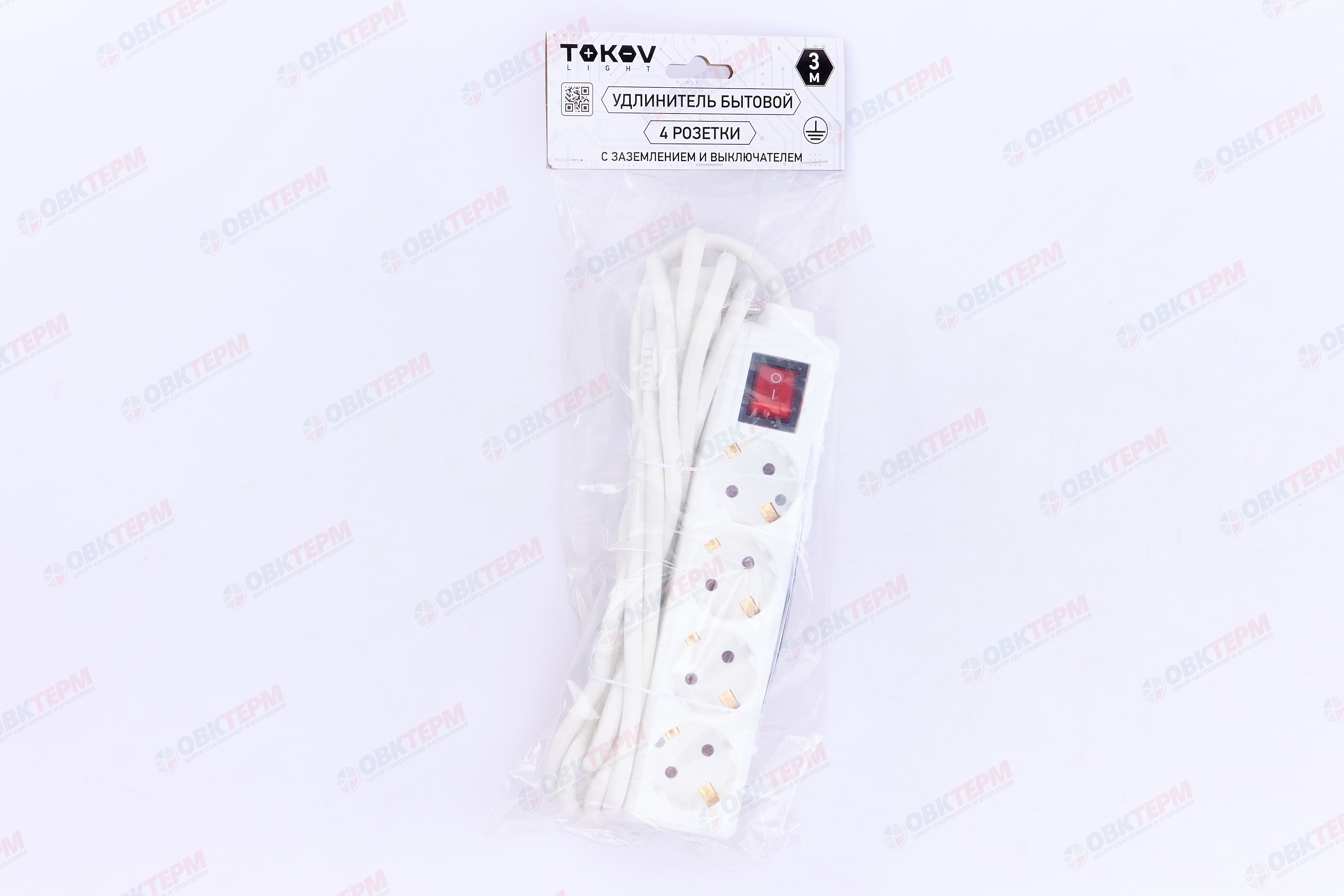 Удлинитель четырёхместный 3м с/з с выкл., 3х1.5 10А, белый, TOKOV LIGHT - миниатюра №6