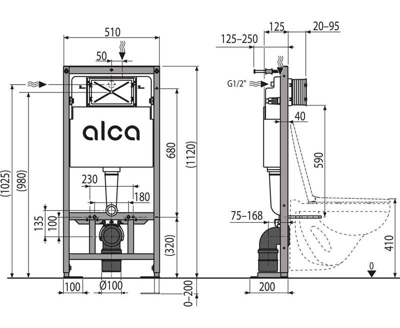 Инсталляц. сист д/унитаза  ALCAPLAST AM101/1120+M91+М379 черная прямоугольная - Изображение №2