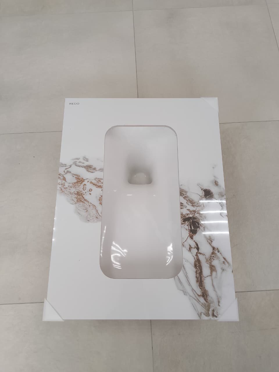 Чаша генуя керамическая RD-SP60CJ (белый мрамор) цельнолитая с керамическим сифоном (ШВГ450*305*600) - Изображение №1