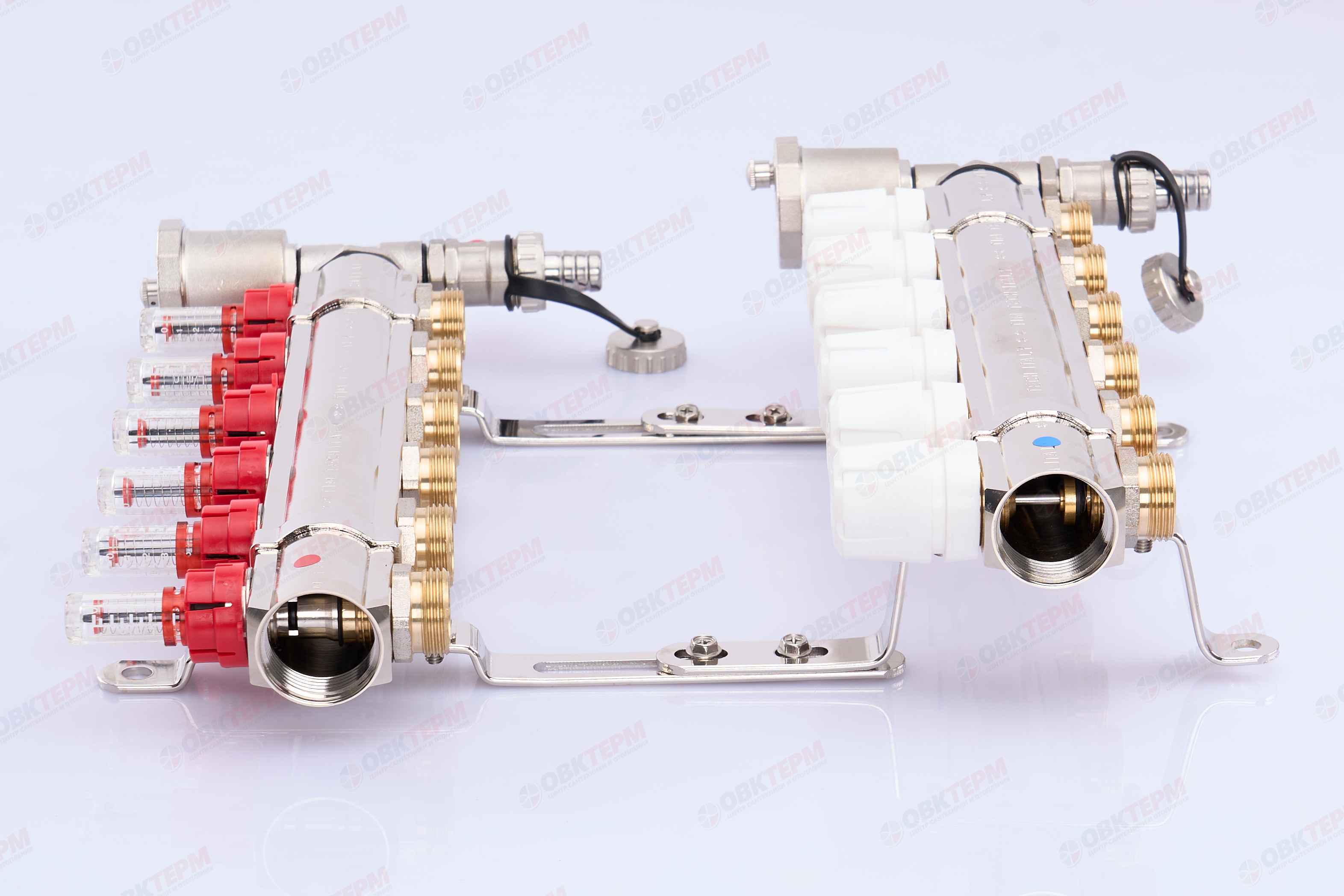 Коллектор с расходомерами без кранов TIM KF006 латунный 1" на   6 выходов   (1шт/2ящ) - Изображение №3