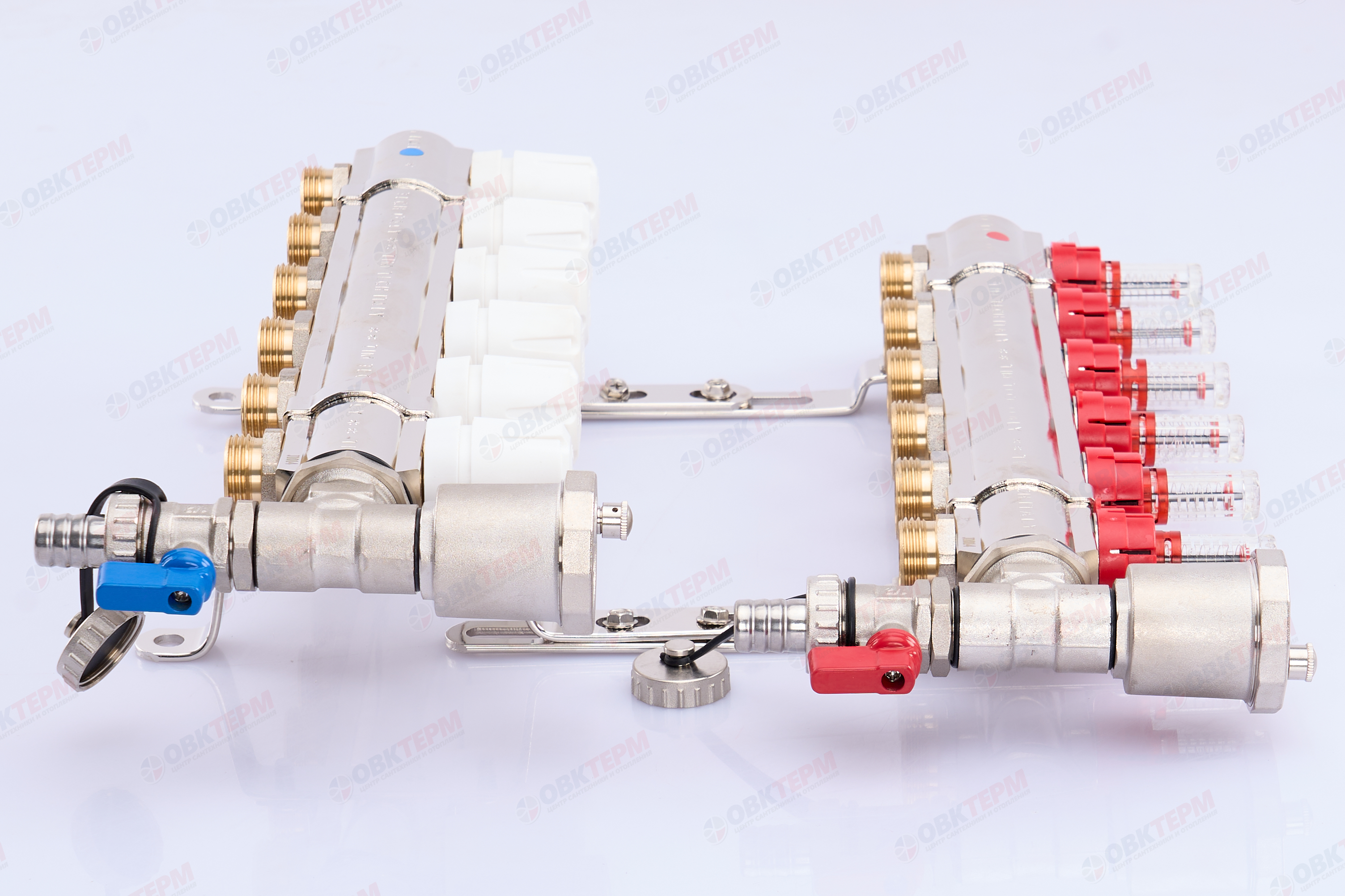 Коллектор с расходомерами без кранов TIM KF006 латунный 1" на   6 выходов   (1шт/2ящ) - Изображение №5