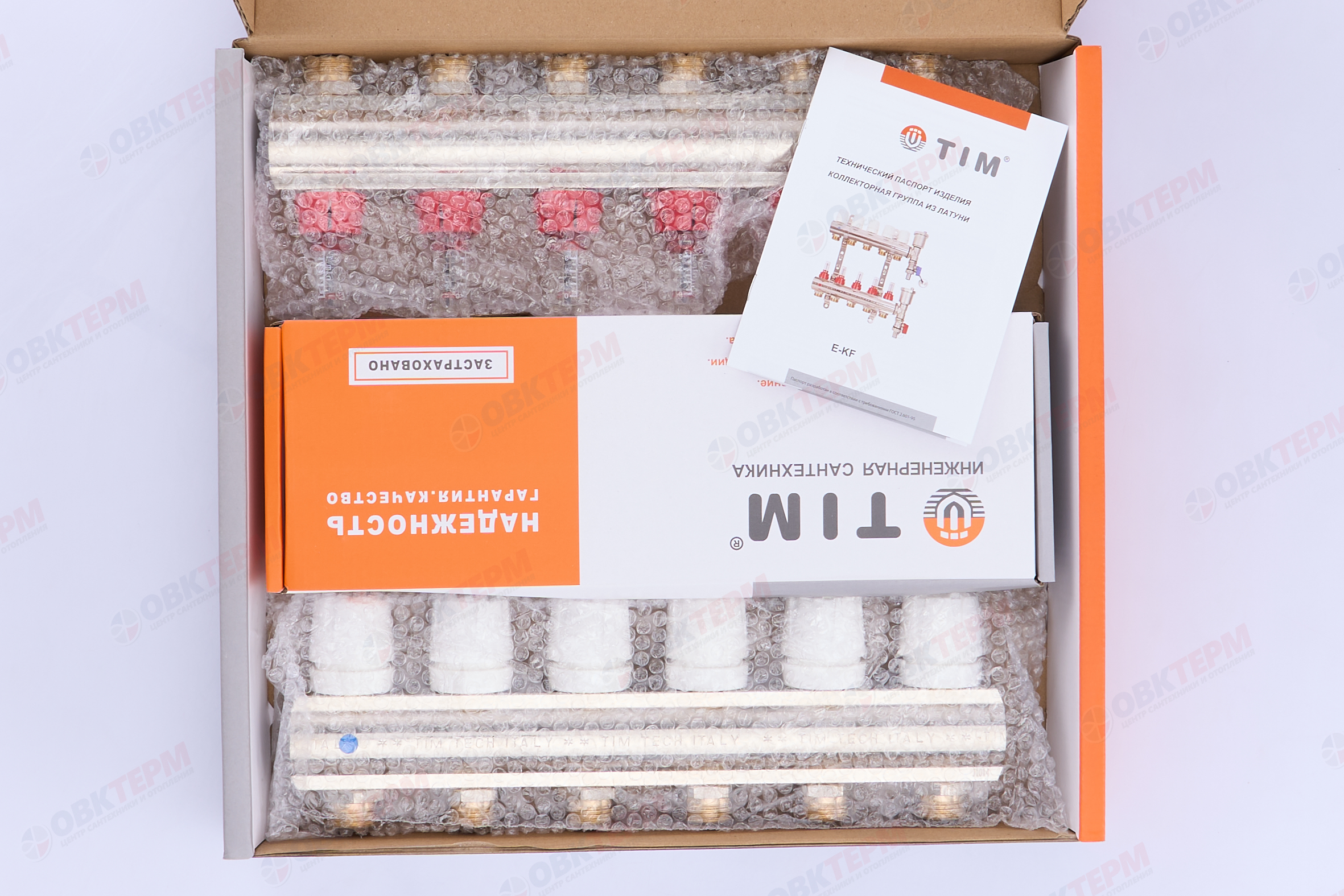 Коллектор с расходомерами без кранов TIM KF006 латунный 1" на   6 выходов   (1шт/2ящ) - миниатюра №7