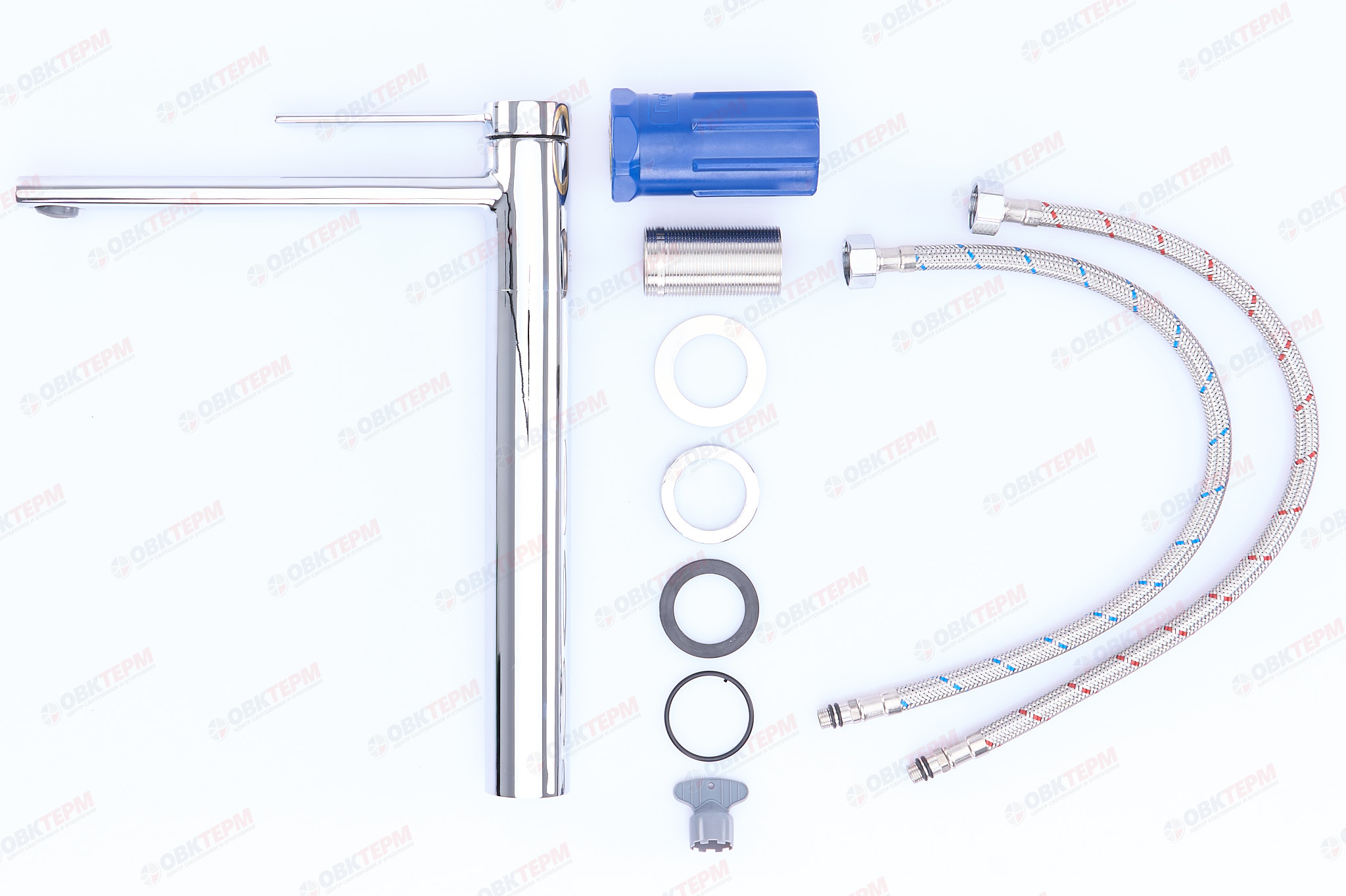 Смеситель д/умывальника FRAР F1067-2 хром /Высокий /латунь /Ø25 /аэратор М24 /гайка - миниатюра №4