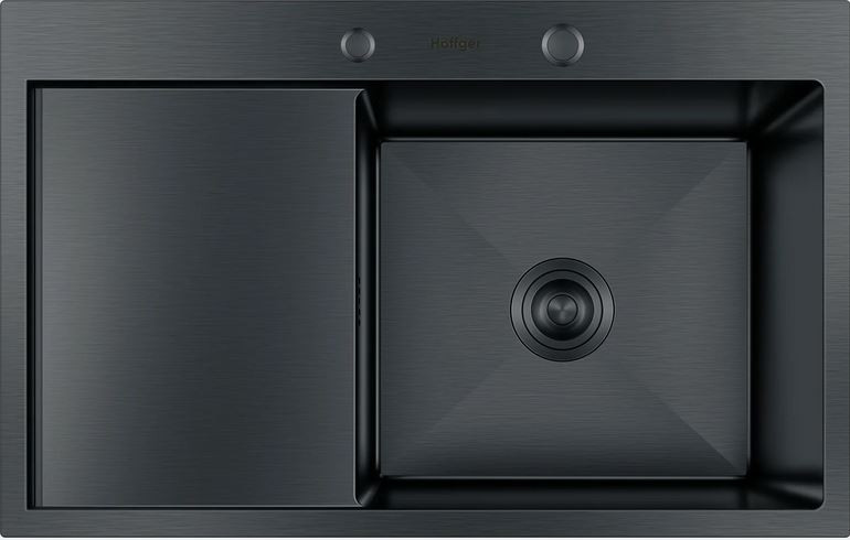 Мойка HOFFGER 7850B-R BLACK /сифон /1+3мм /780*500*210мм (8шт/ящ) - Изображение №1